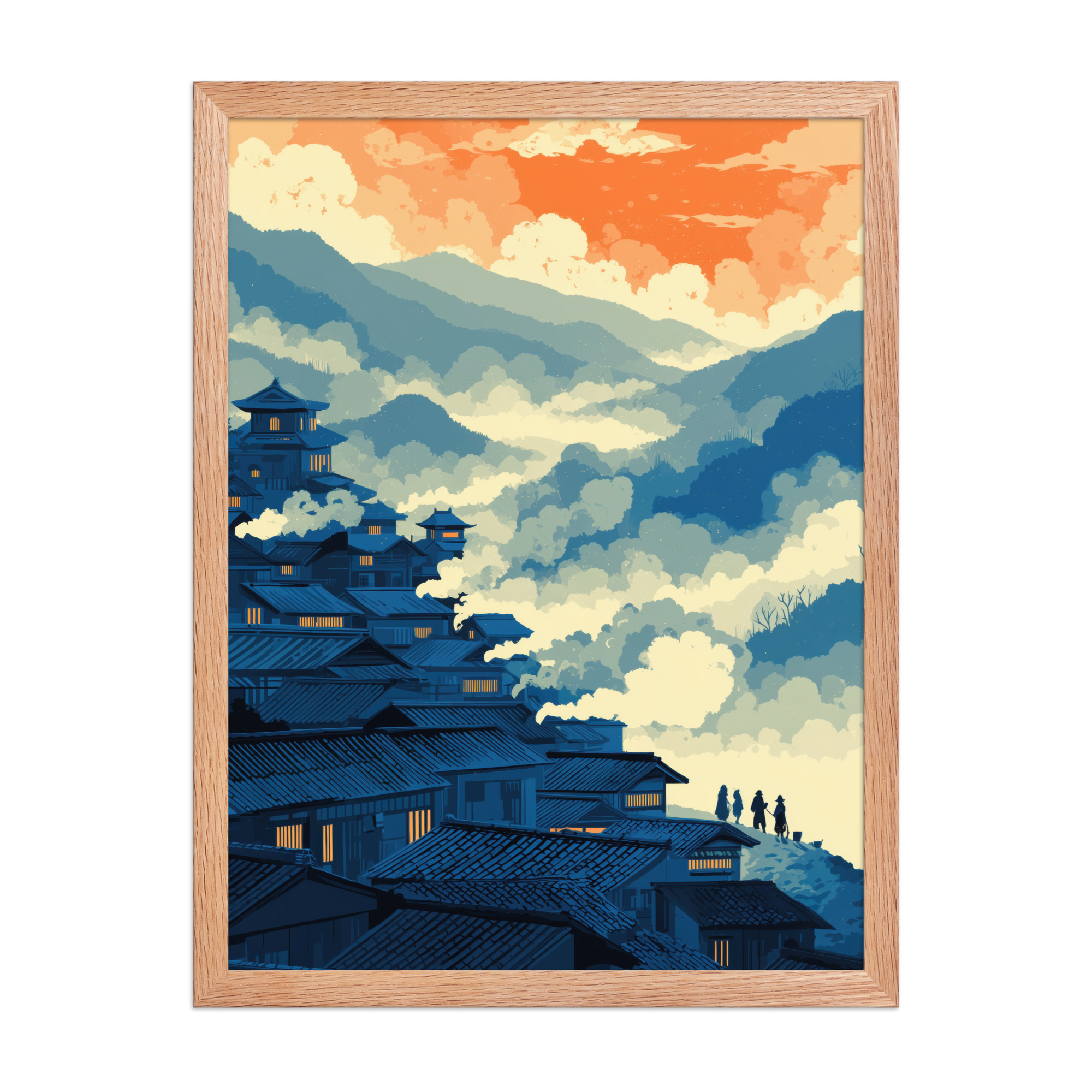 Twilight Over Hillside Village – Ukiyo-e Wall Art Print – Framed Poster - Image 12