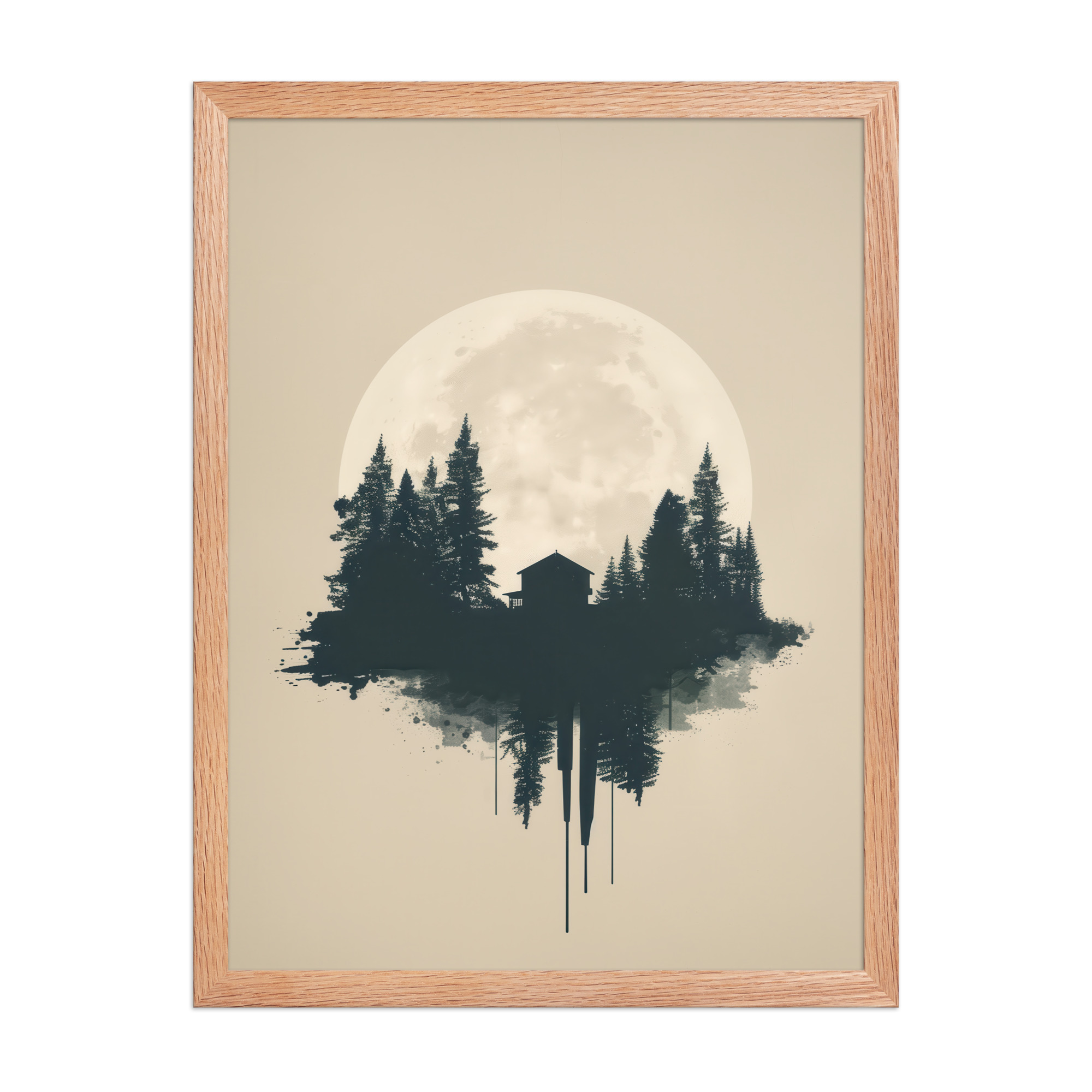 Full Moon Shelter — Minimalistic Forest House Wall Decor — Framed Poster - Image 10