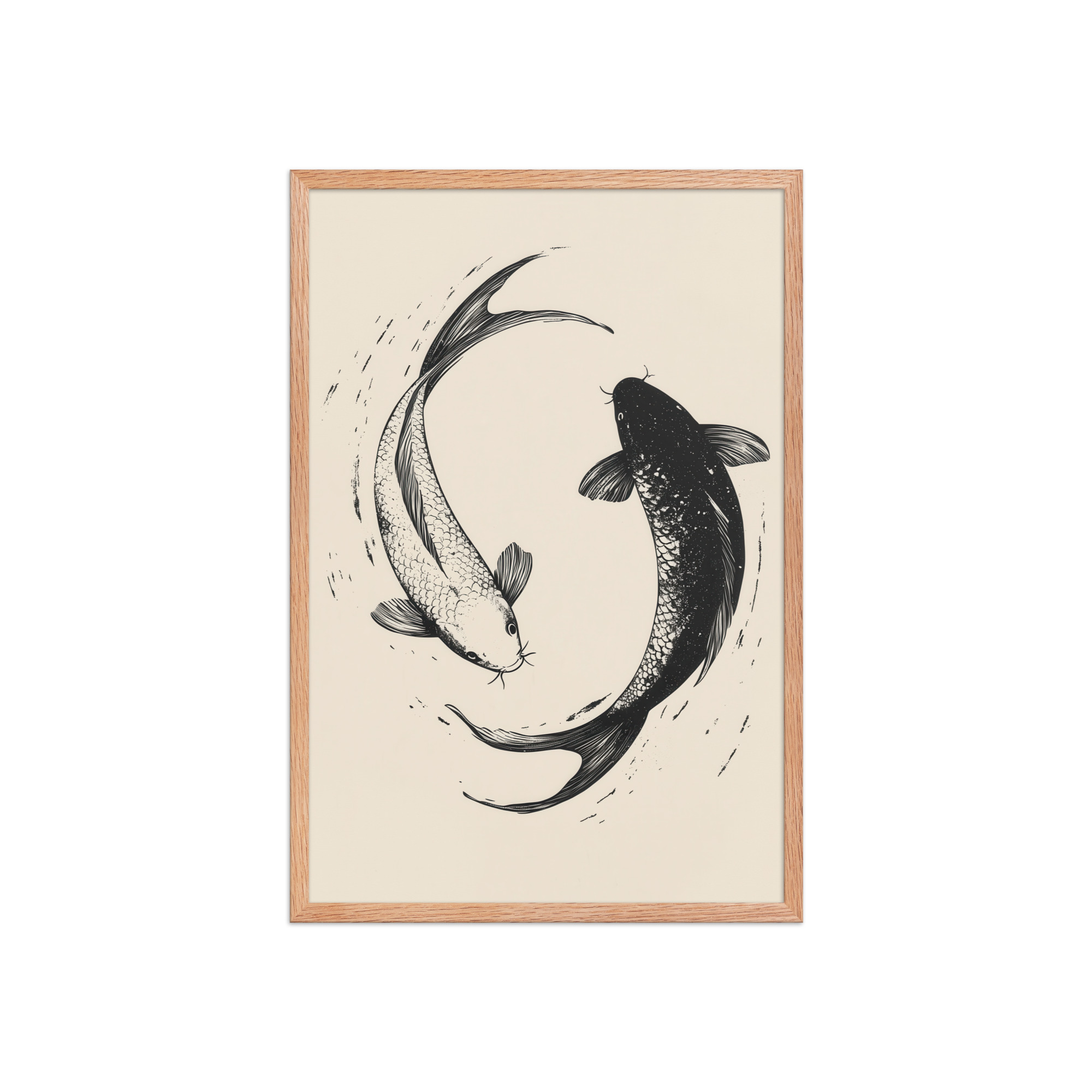 Yin and Yang Koi Flow — Minimal Ink Koi Art — Framed Poster - Image 13