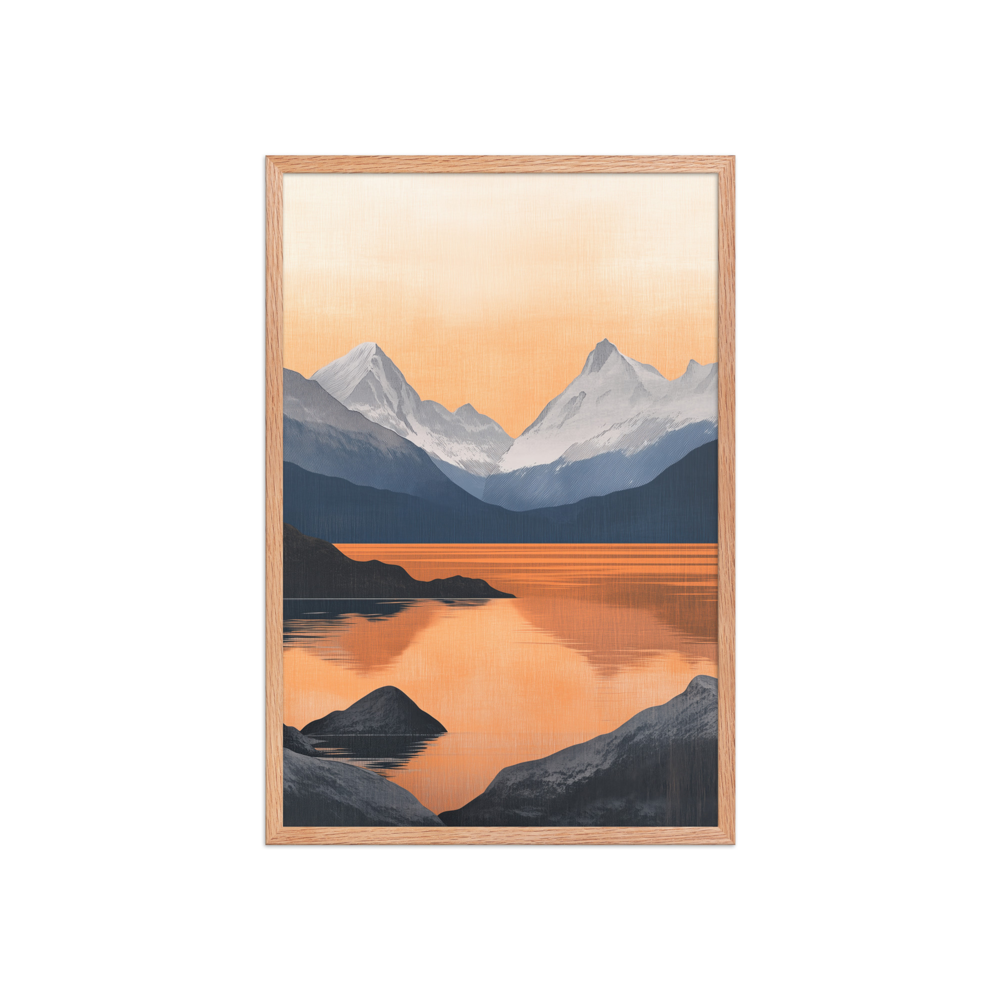 Nordic Sunset Reflections — Serene Mountain Lake Panorama Landscape Wall Art — Framed Poster - Image 13