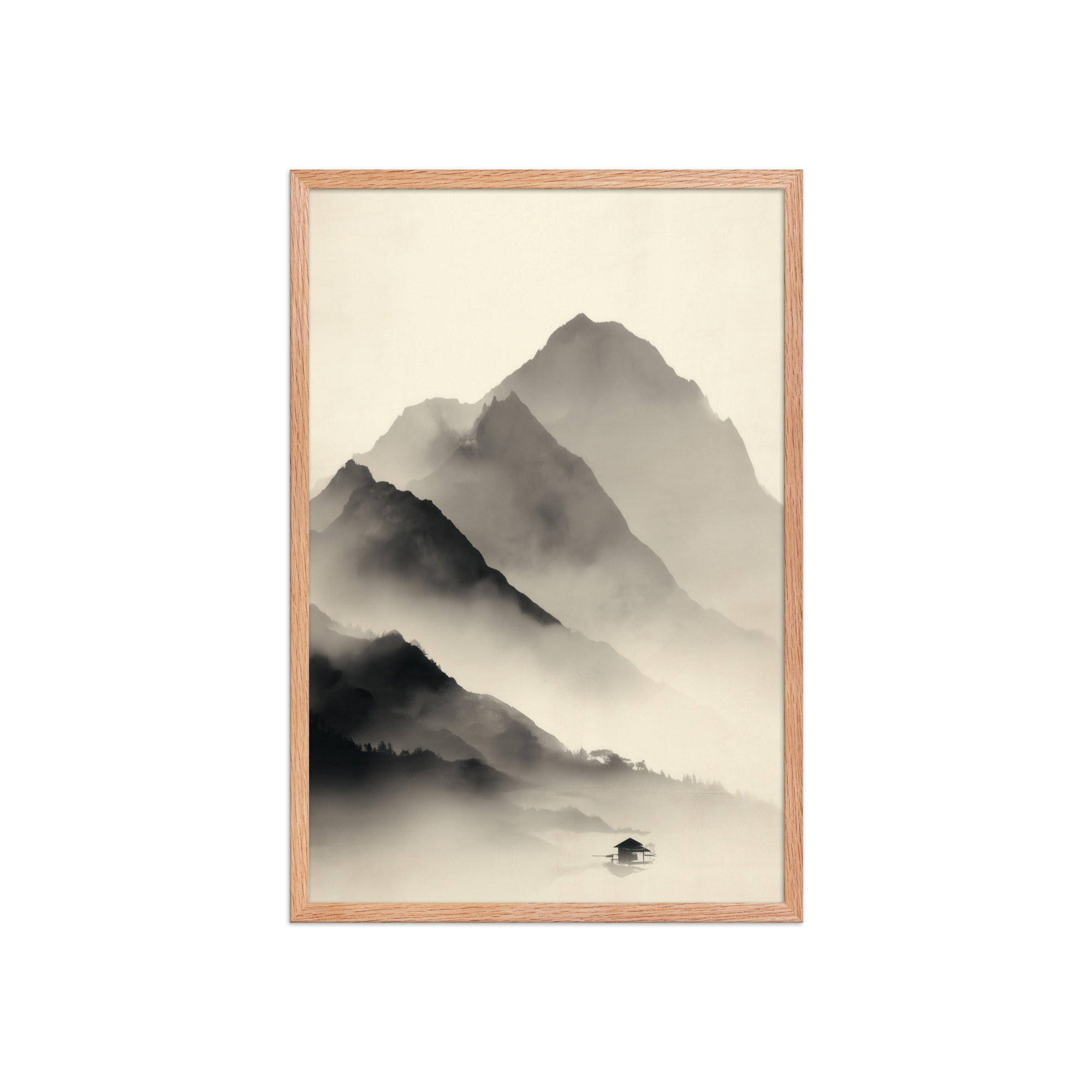 Misty Mountain Layers — Neutral Japandi Landscape Wall Art — Framed Poster - Image 13