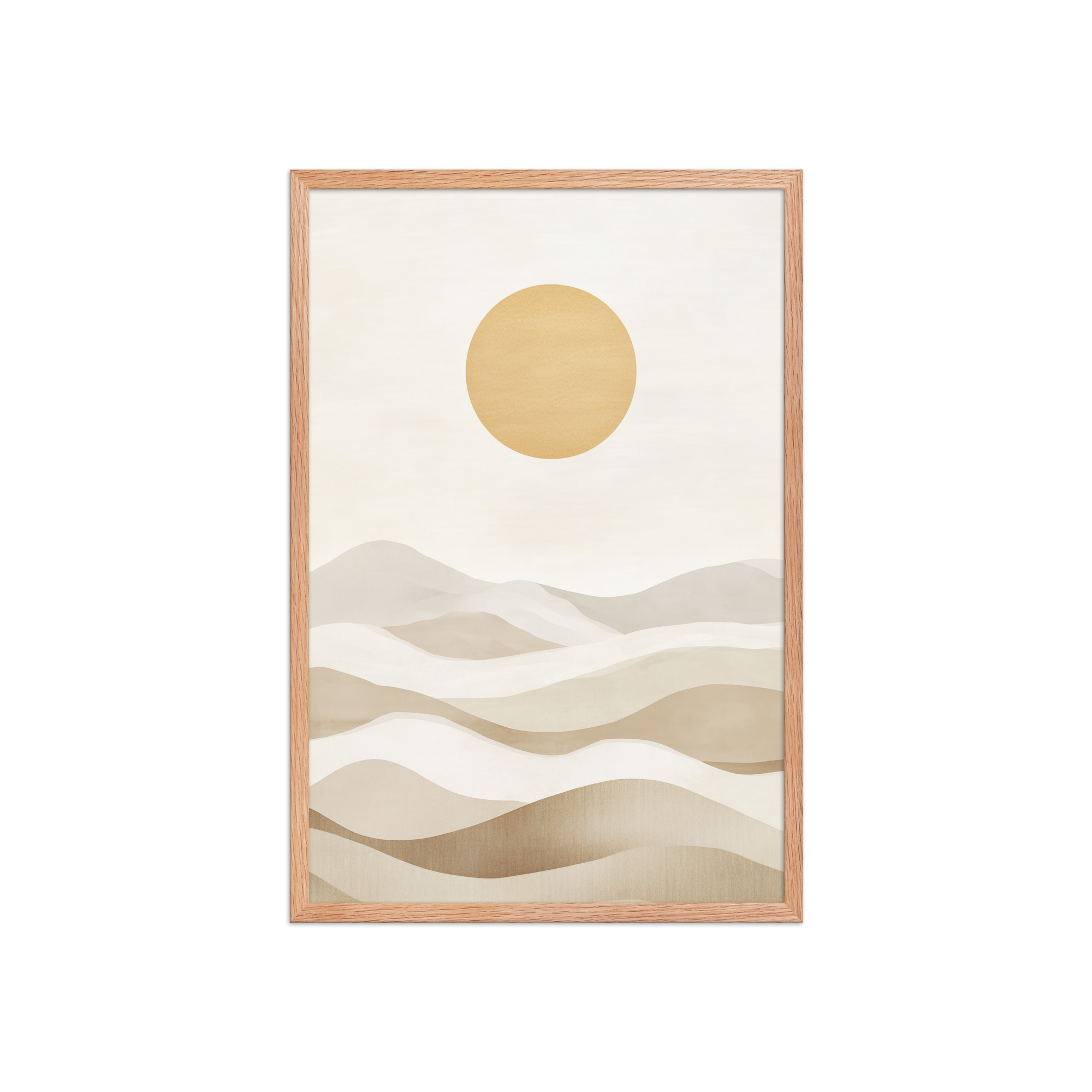Minimal Dunes and Golden Sun — Japandi Desert Landscape Wall Decor — Framed Poster - Image 13