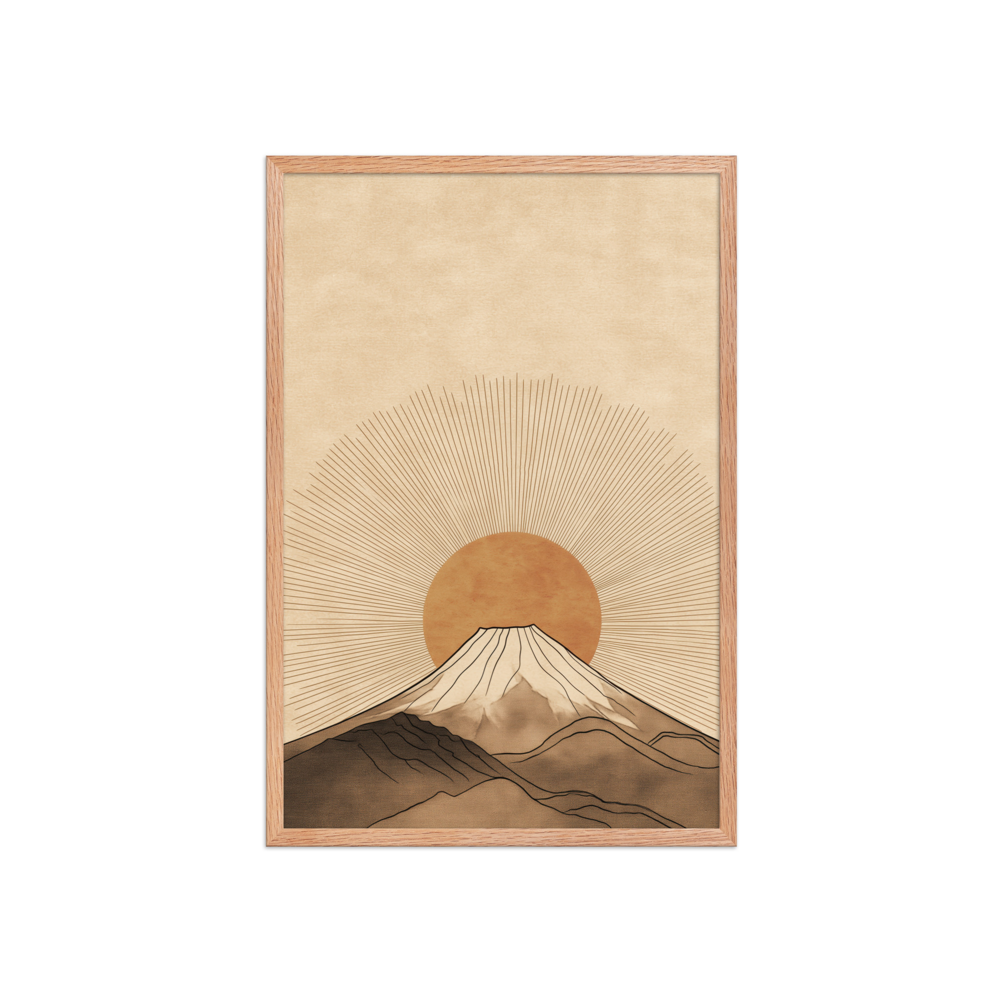 Fuji Radiance — Japandi Sunburst Mountain Wall Art — Framed Poster - Image 11