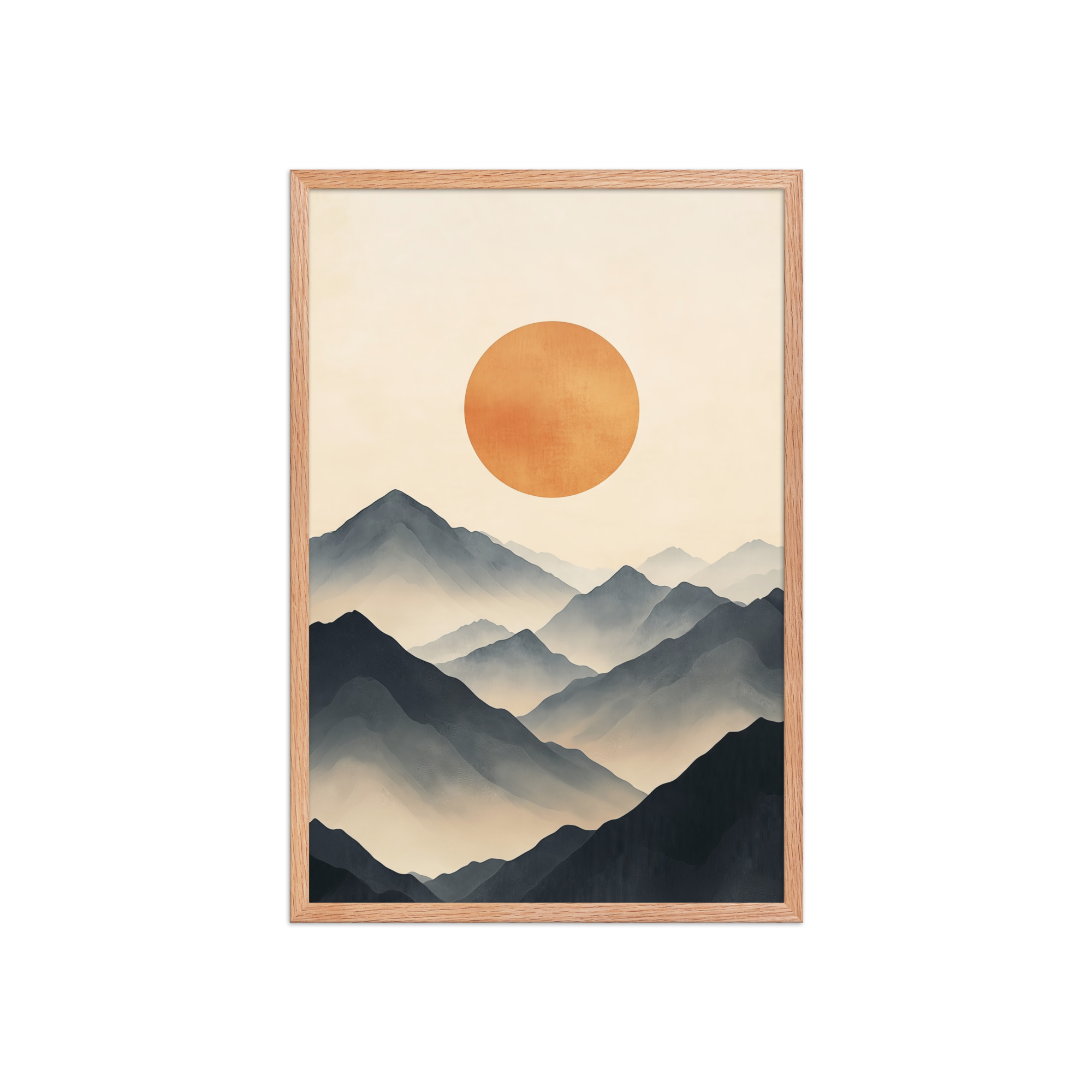 Layered Serenity — Neutral Misty Mountains Wall Decor — Framed Poster - Image 13