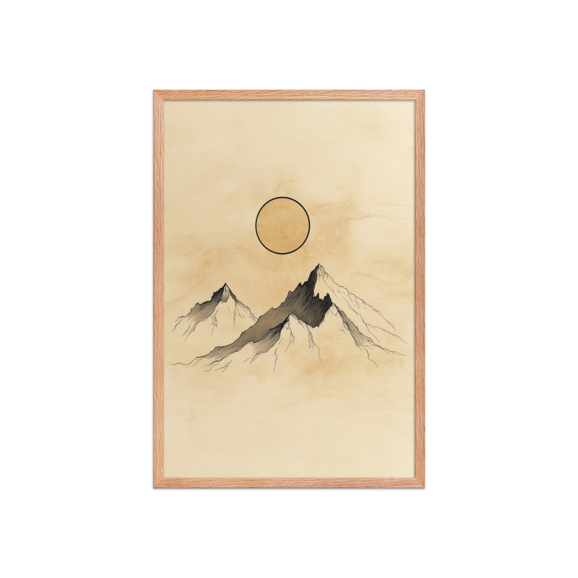 Twin Peaks and Silent Sun — Minimal Ink Mountain Study Landscape Art — Framed Poster - Image 13