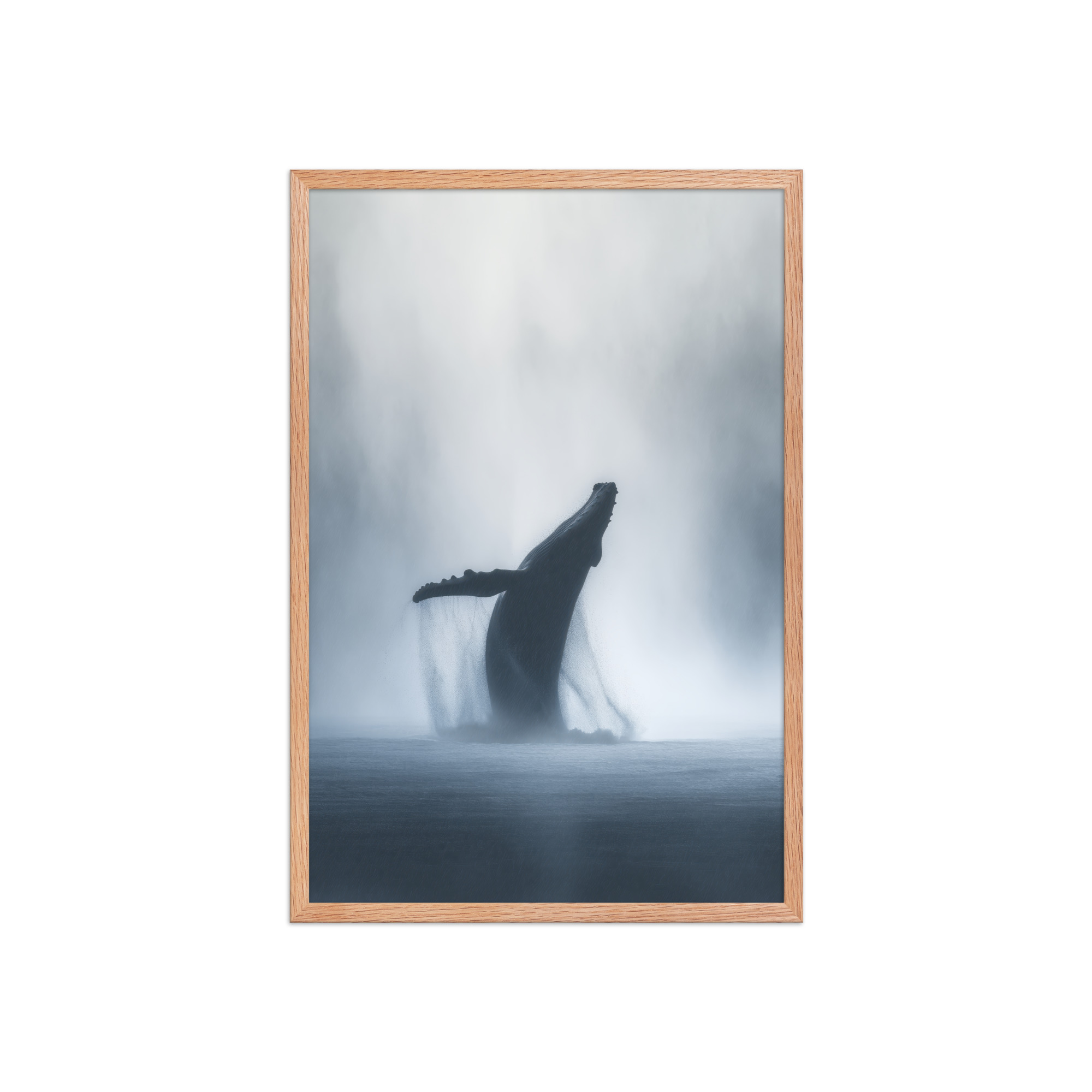 Whale in the Mist — Humpback Breach in Foggy Seascape Wall Decor — Framed Poster - Image 15