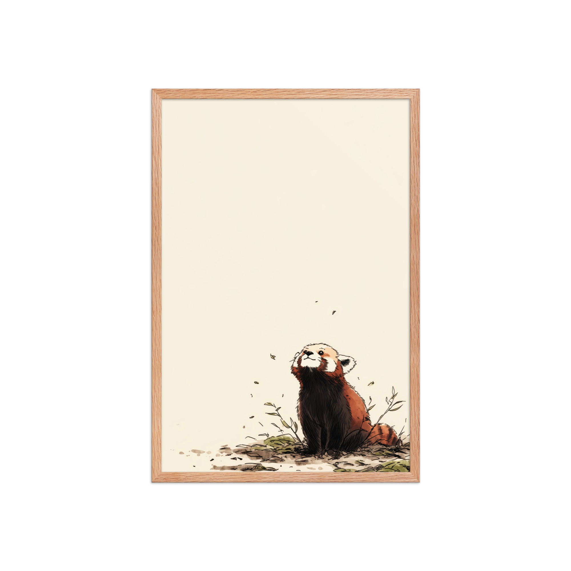 Red Panda in the Wind — Minimal Illustrated Animal Wall Art — Framed Poster - Image 13