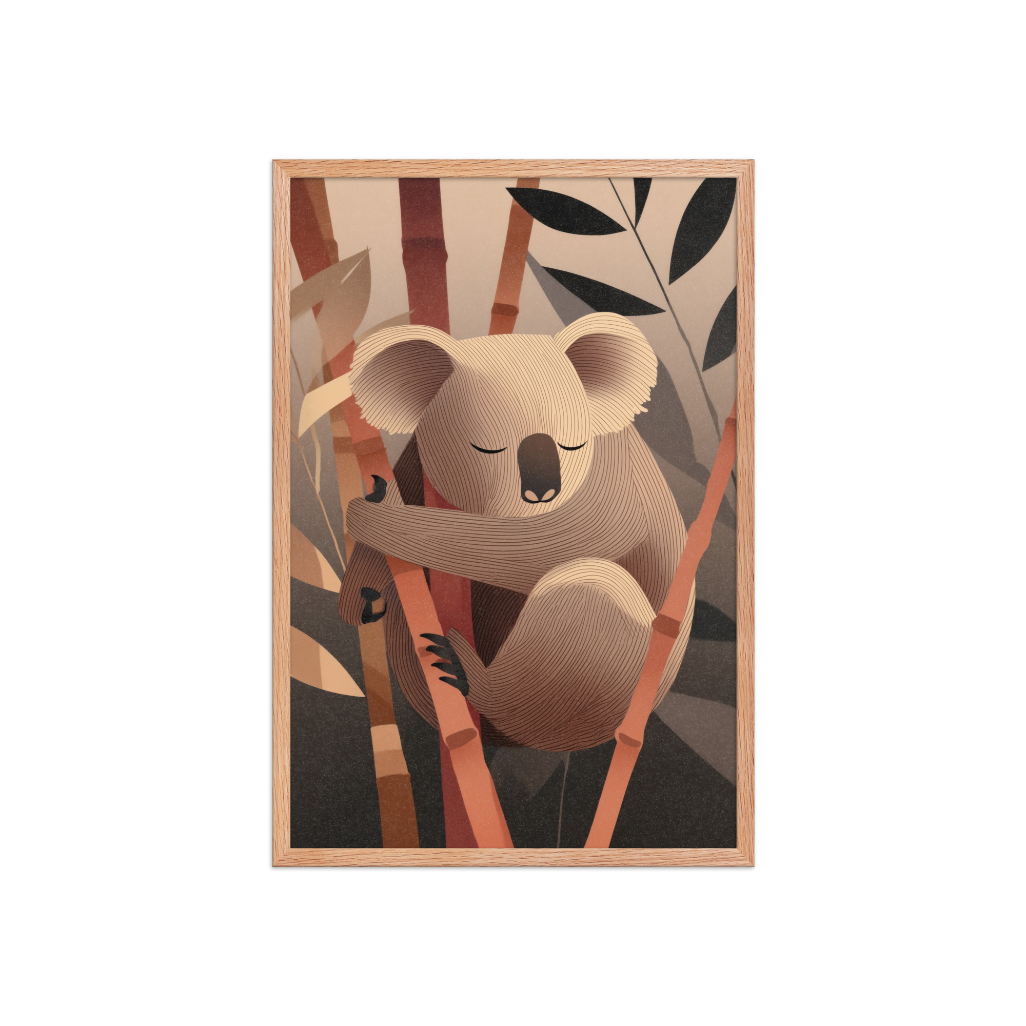 Koala Dreams in Bamboo — Minimal Sleeping Koala in Warm Tones Wall Decor — Framed Poster - Image 15