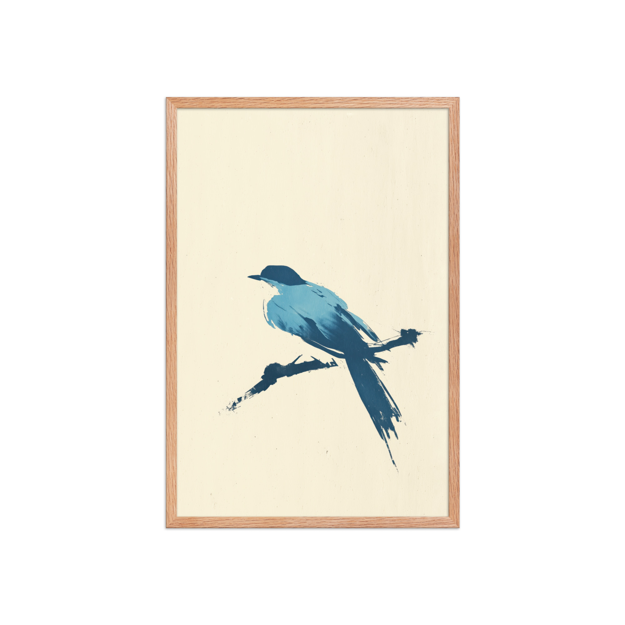 Bluebird Perch — Minimal Brush Bird on Branch Wall Decor — Framed Poster - Image 15
