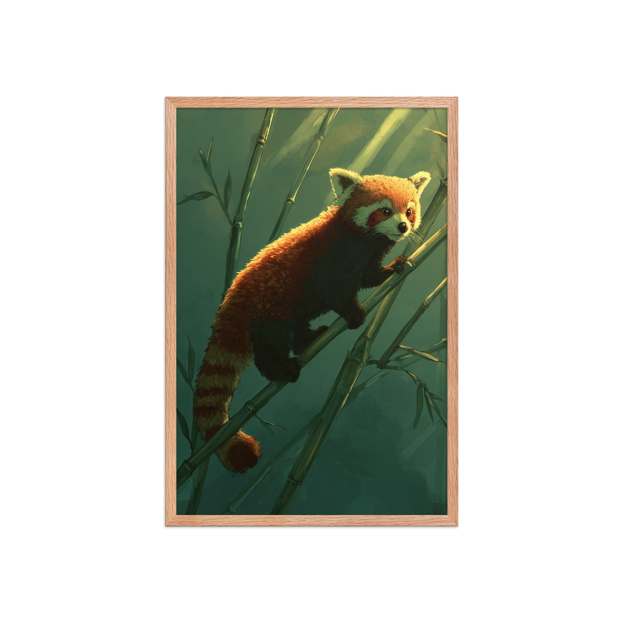 Bamboo Climber — Red Panda in Lush Green Bamboo Wall Decor — Framed Poster - Image 15