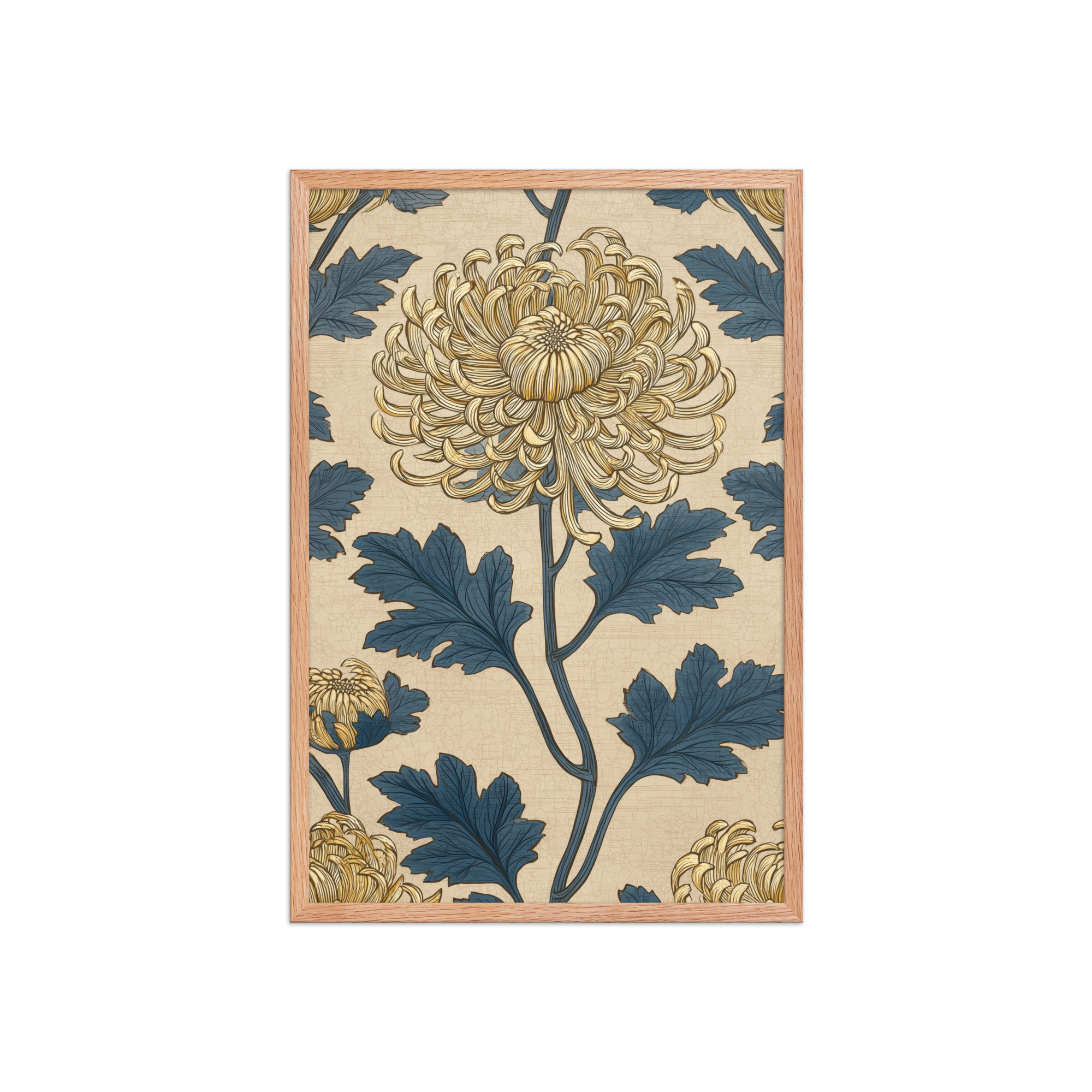 Golden Chrysanthemum — Blue & Gold Botanical Wall Decor — Framed Poster - Image 15
