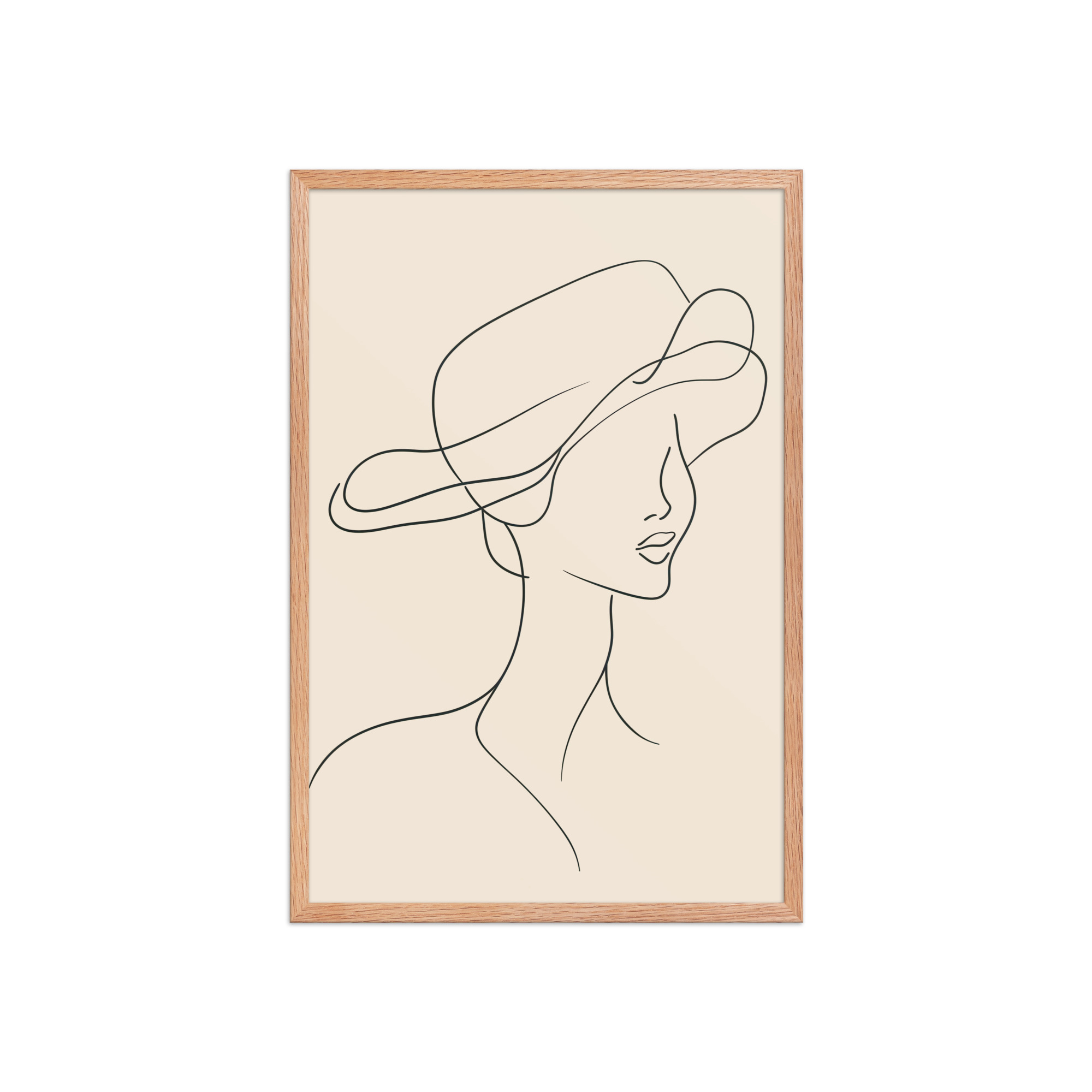 Woman in the Wind — Minimal Line Art Portrait Wall Art — Framed Poster - Image 9