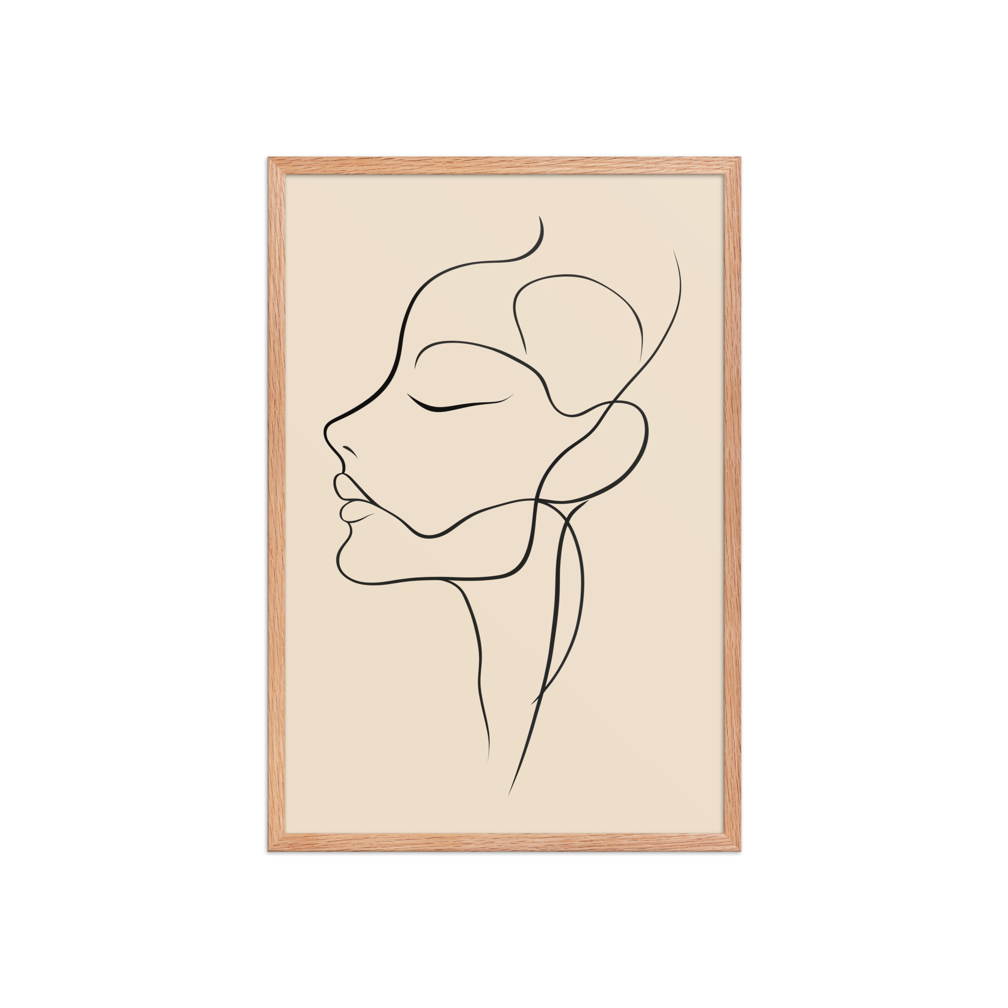 Serenity in Profile — Minimal Line Face Wall Art — Framed Poster - Image 9