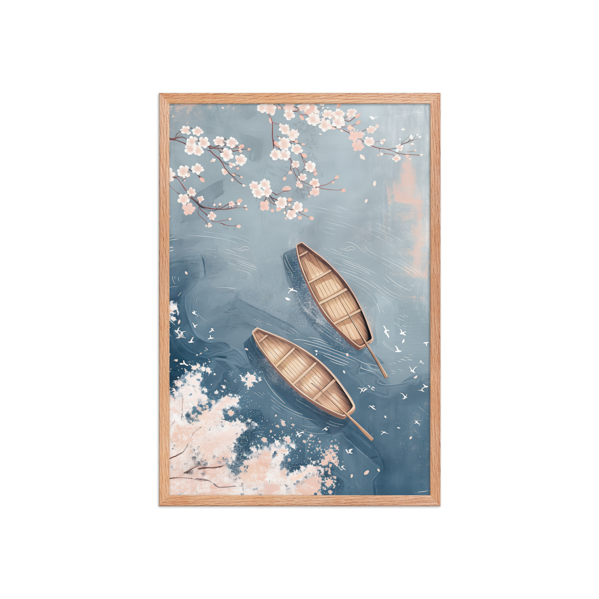 Cherry Blossom Drifting — Sakura River Landscape Wall Art — Framed Poster - Image 11