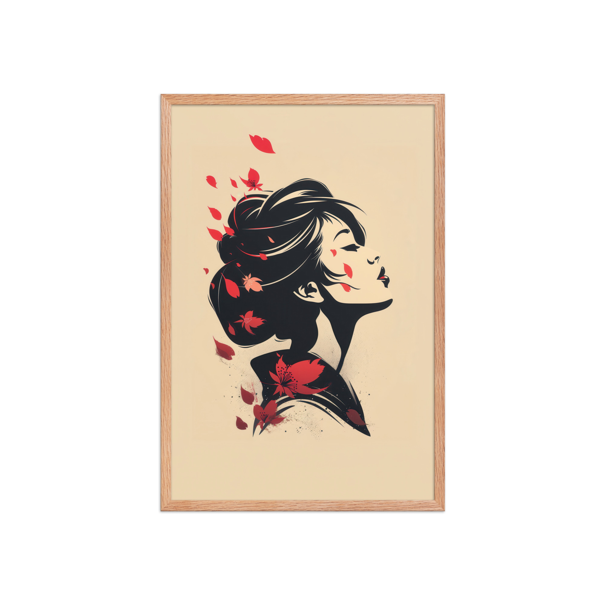 Blossoms in the Wind — Japandi Geisha Minimal Wall Art — Framed Poster - Image 15