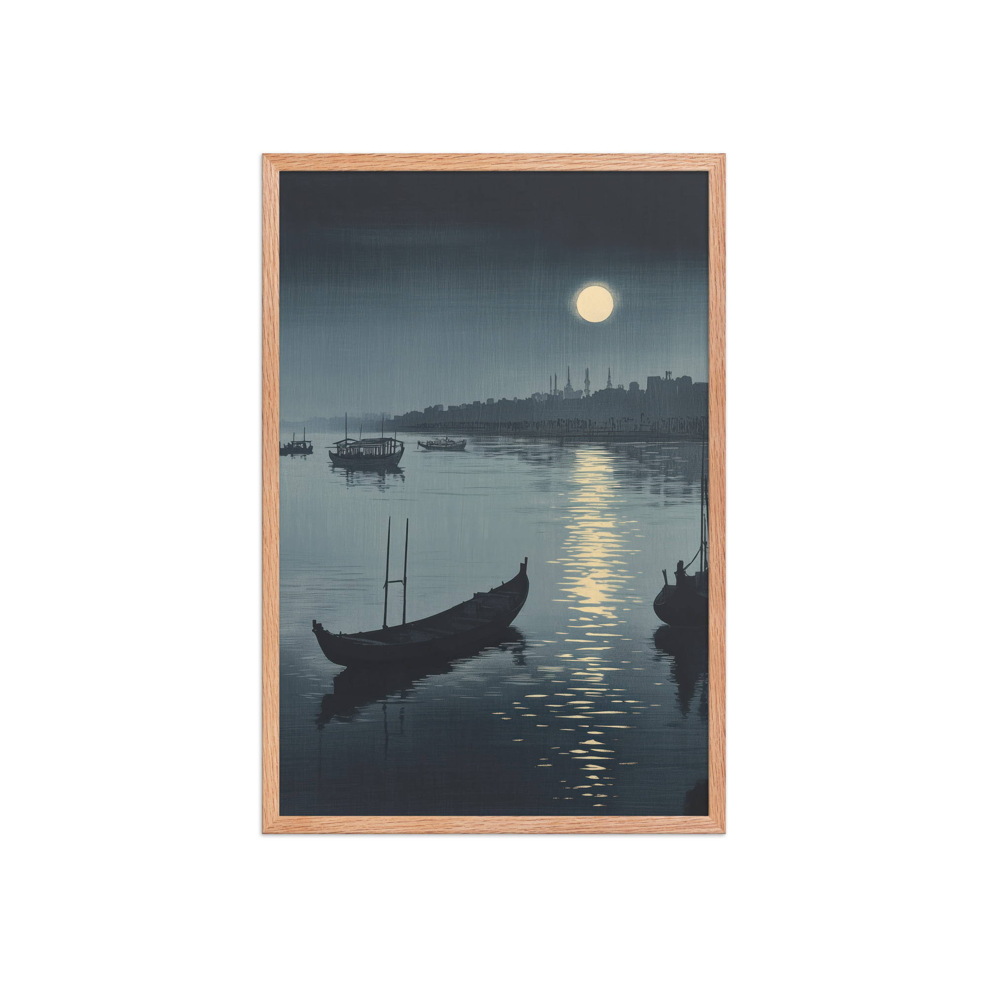 Moonlit Reflection Sumida — River Boats, Nocturne Japanese Landscape Wall Art — Framed Poster - Image 15