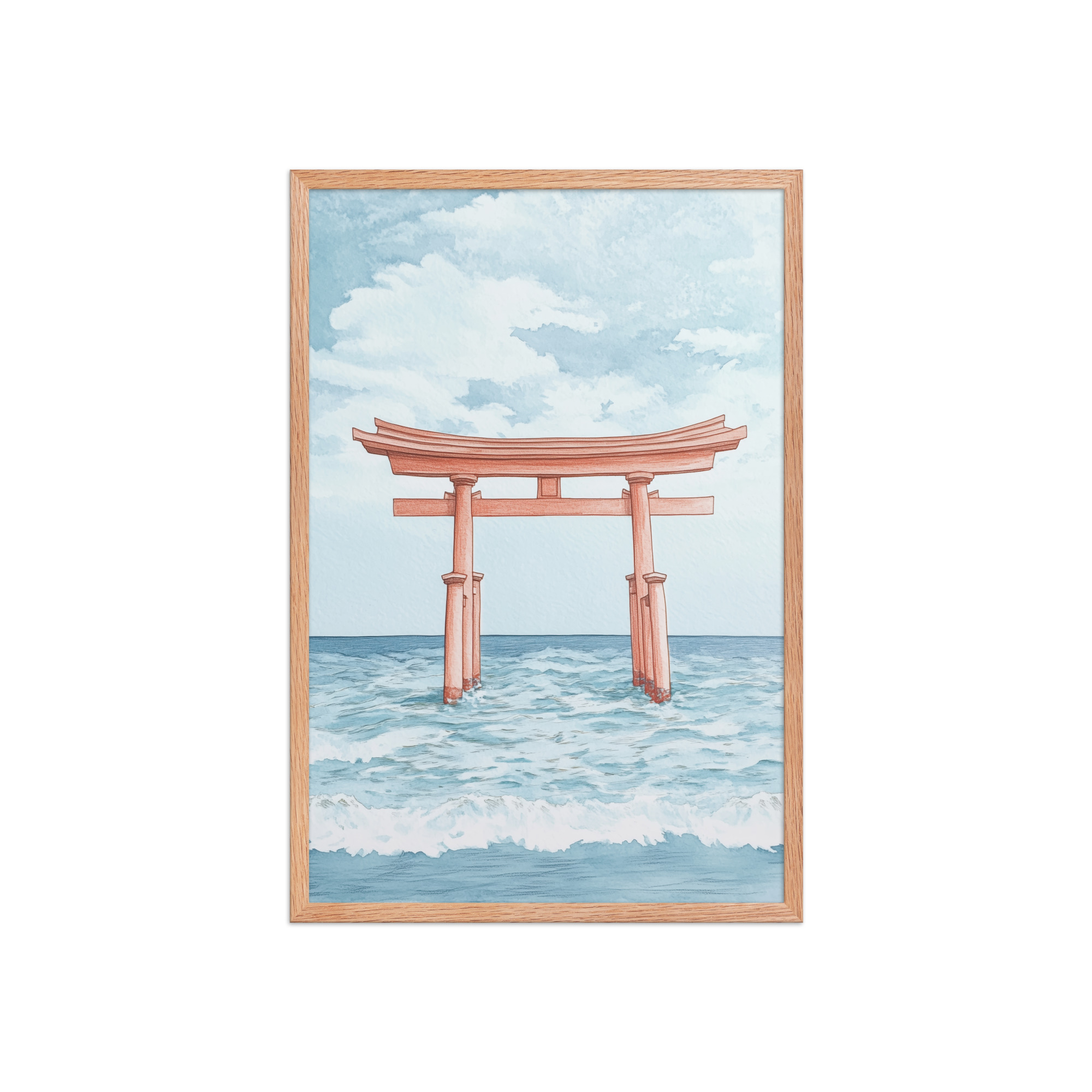 Torii Gate Waves — Coastal Shinto Shrine Wall Decor — Framed Poster - Image 15
