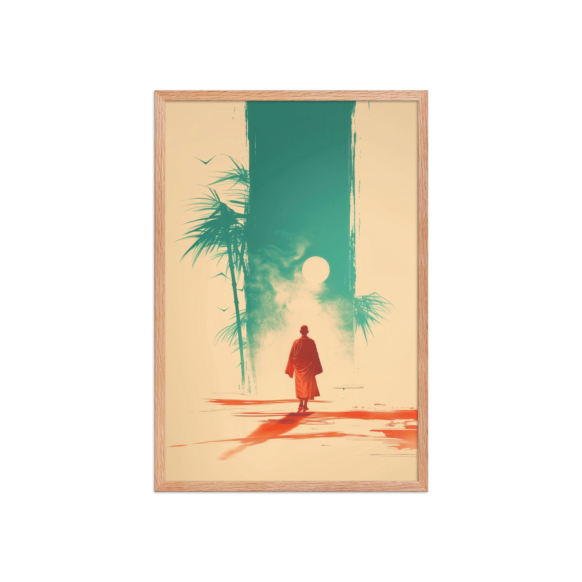 Solitary Monk – Bamboo Journey Japandi Zen Wall Art – Framed Poster - Image 15