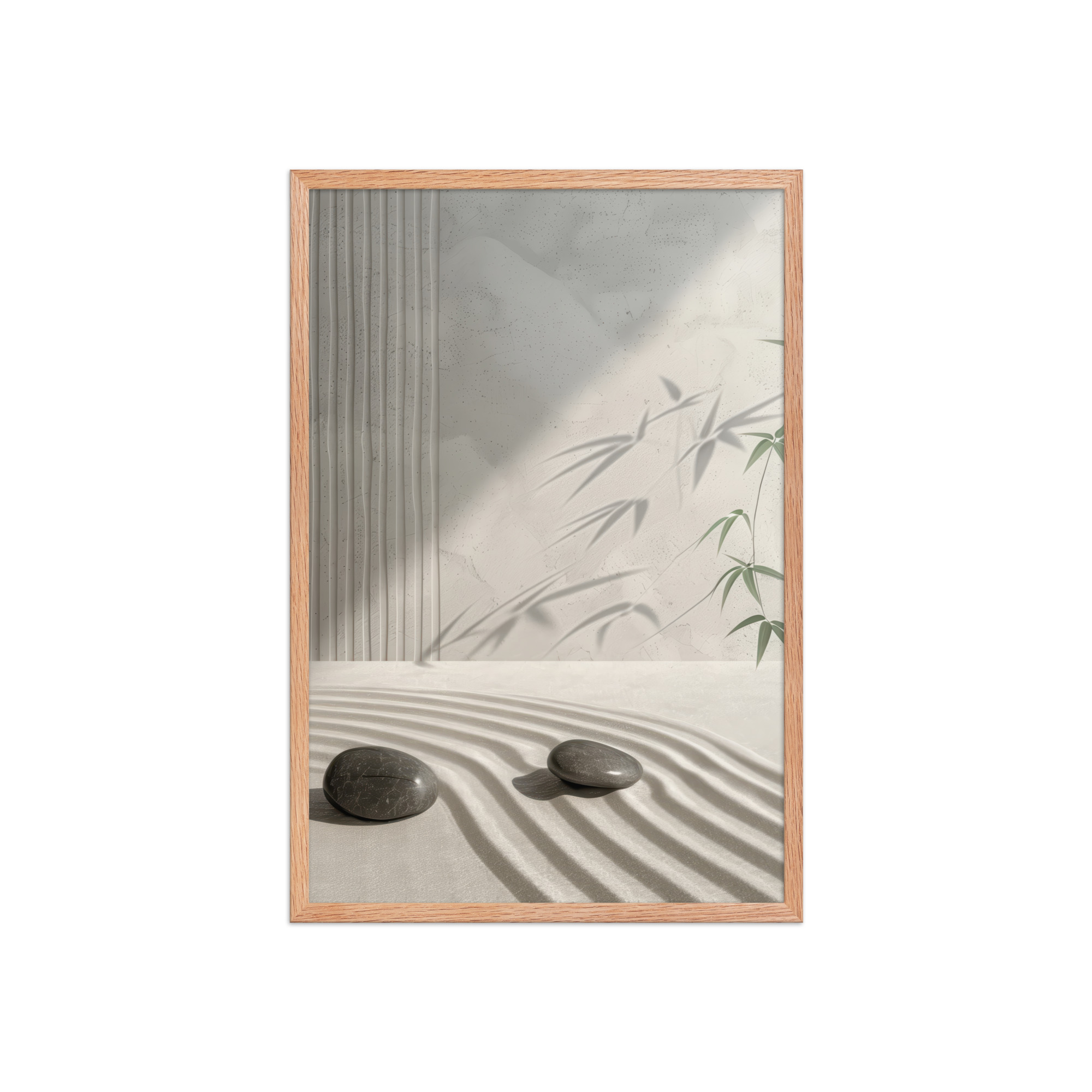 Bamboo Shadow Zen Garden Light & Shadow Japandi Wall Art – Framed Poster - Image 9