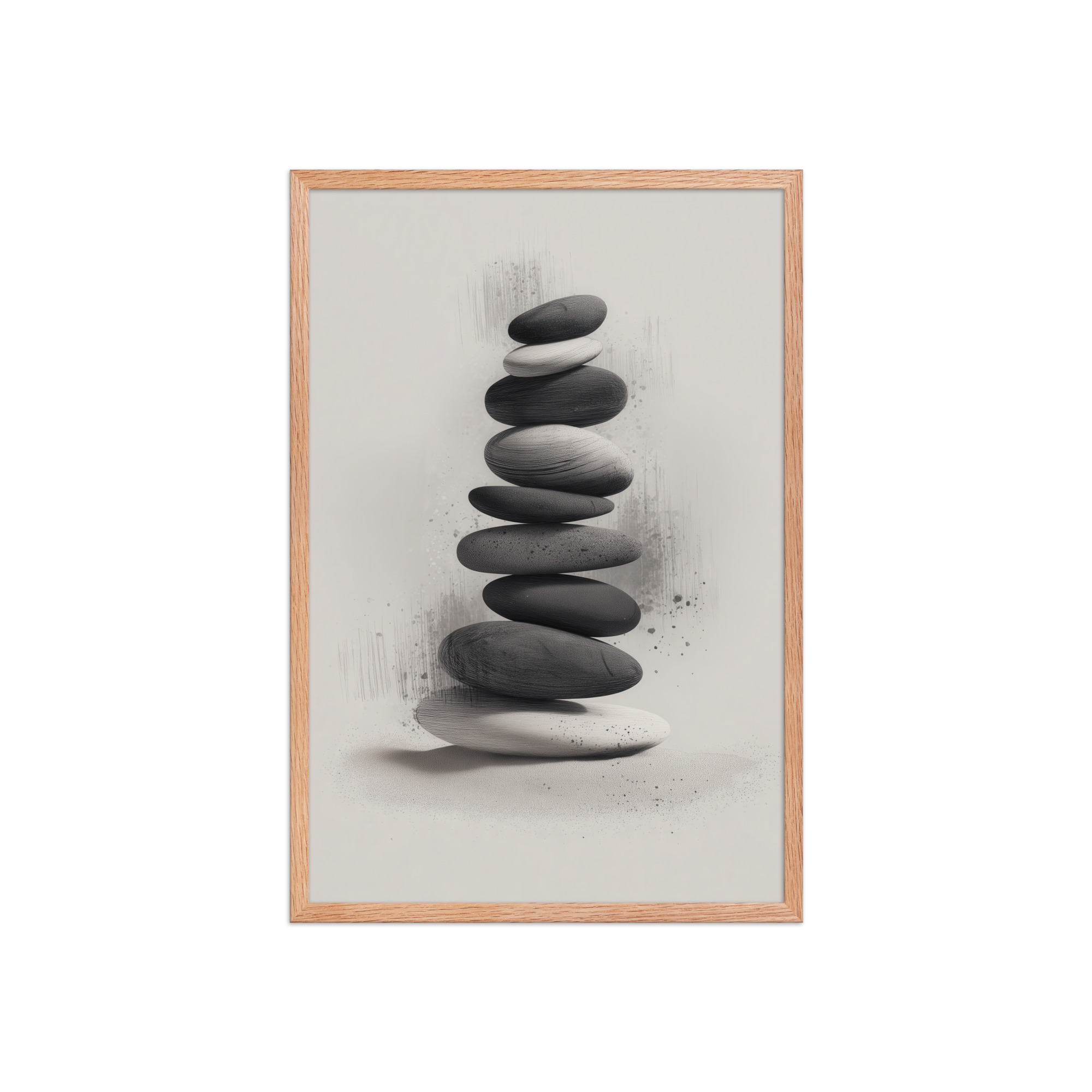 Balanced Stillness – Stacked Stones II Modern Monochrome Zen Wall Art – Framed Poster - Image 15
