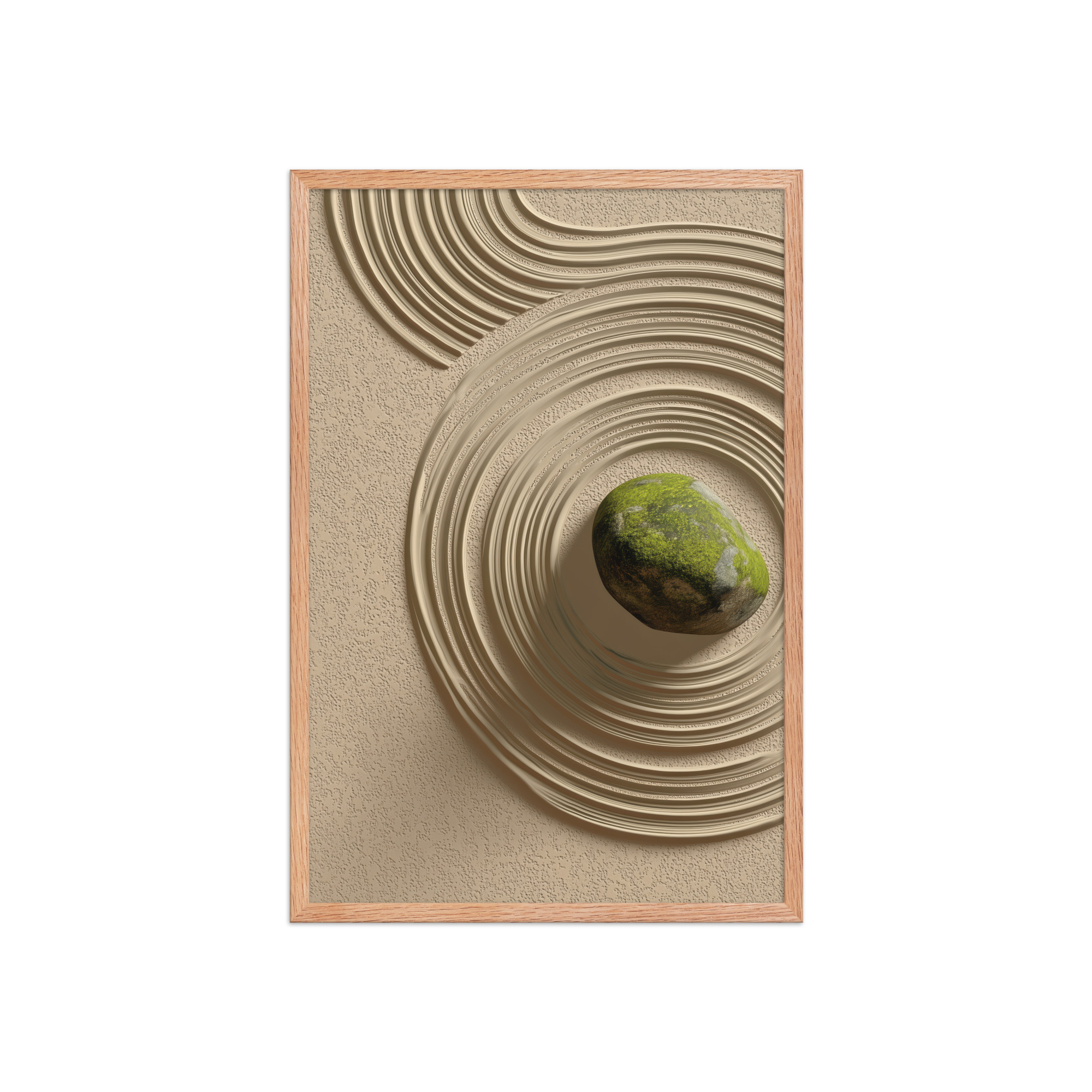 Zen Garden Harmony – Moss Stone I Minimal Wall Art – Framed Poster - Image 13