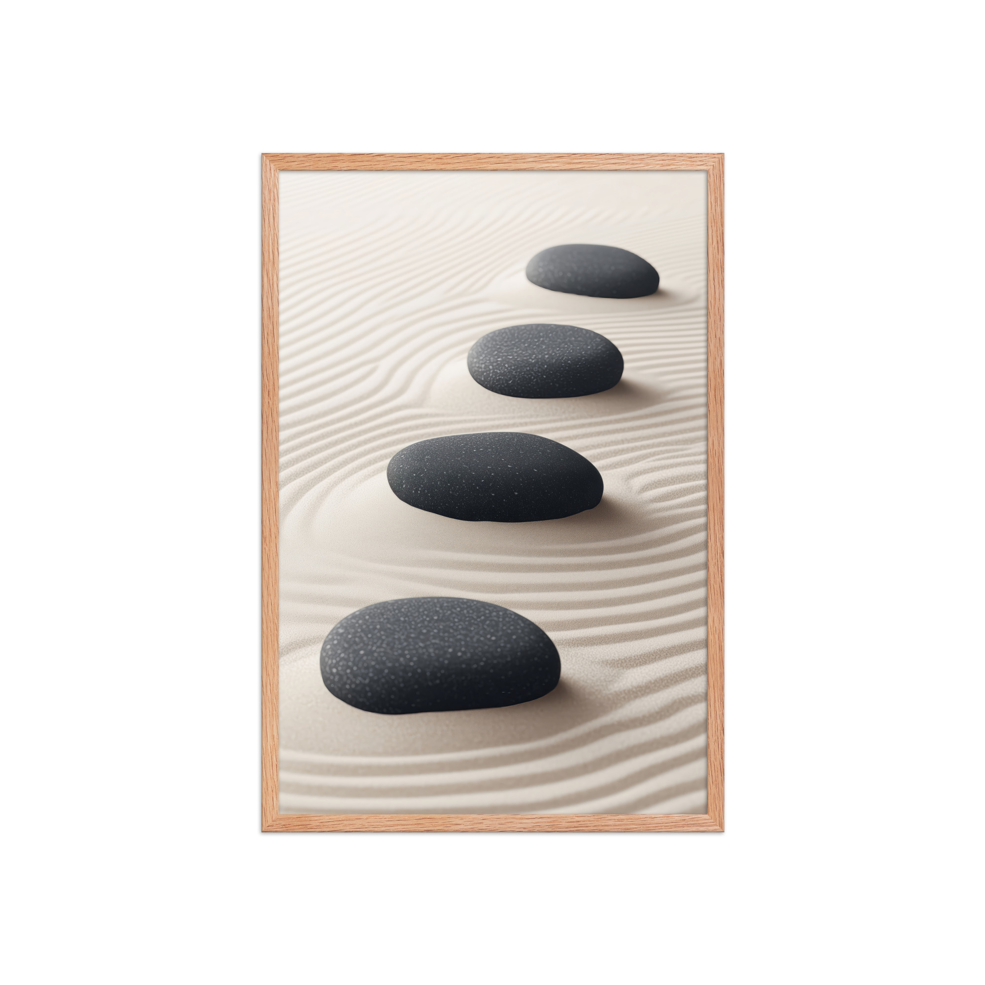 Zen Balance – Charcoal Stones on Sand Minimal Wall Art – Framed Poster - Image 15