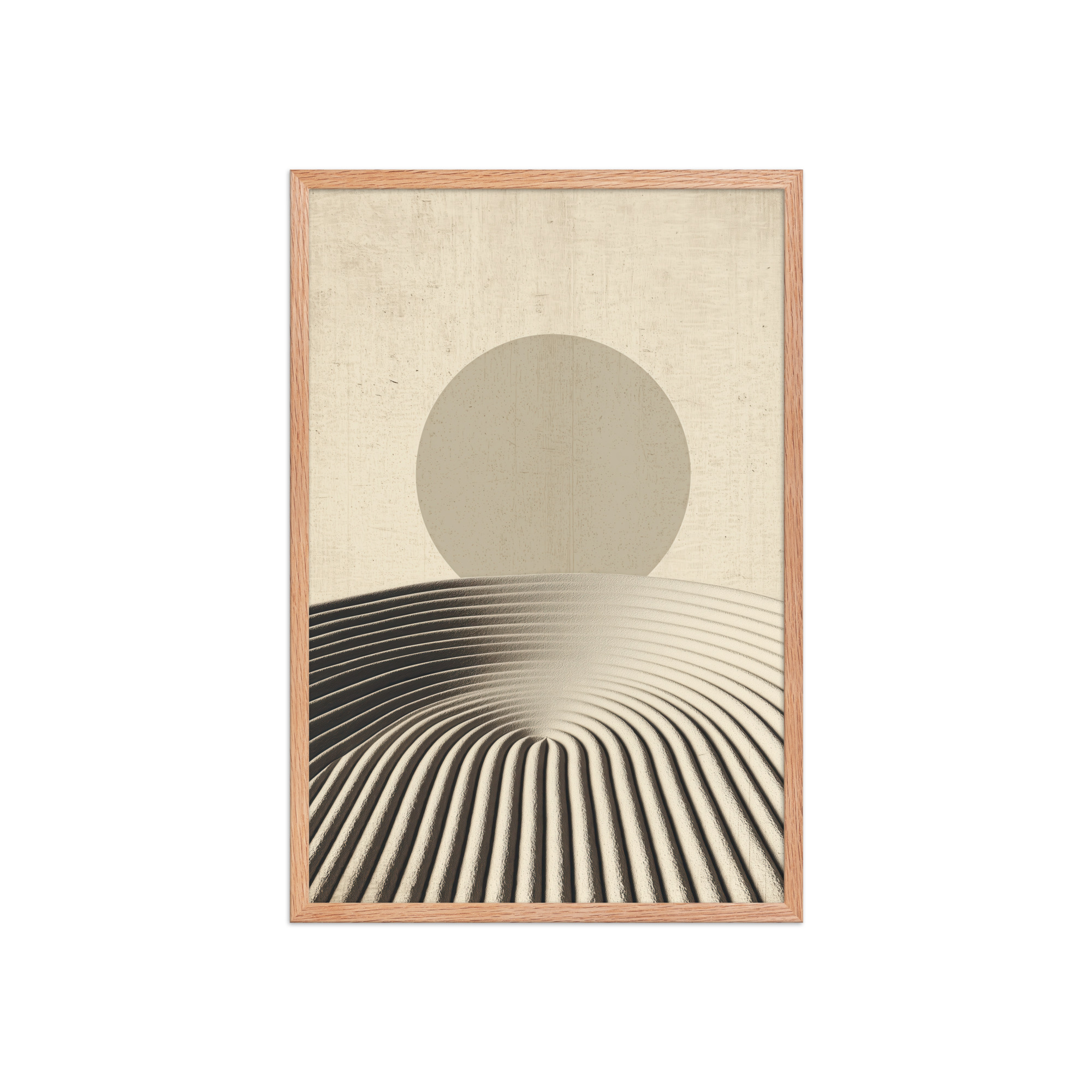 Zen Dune Sun – Raked Sand Dunes with Minimal Sun Wall Art – Framed Poster - Image 15