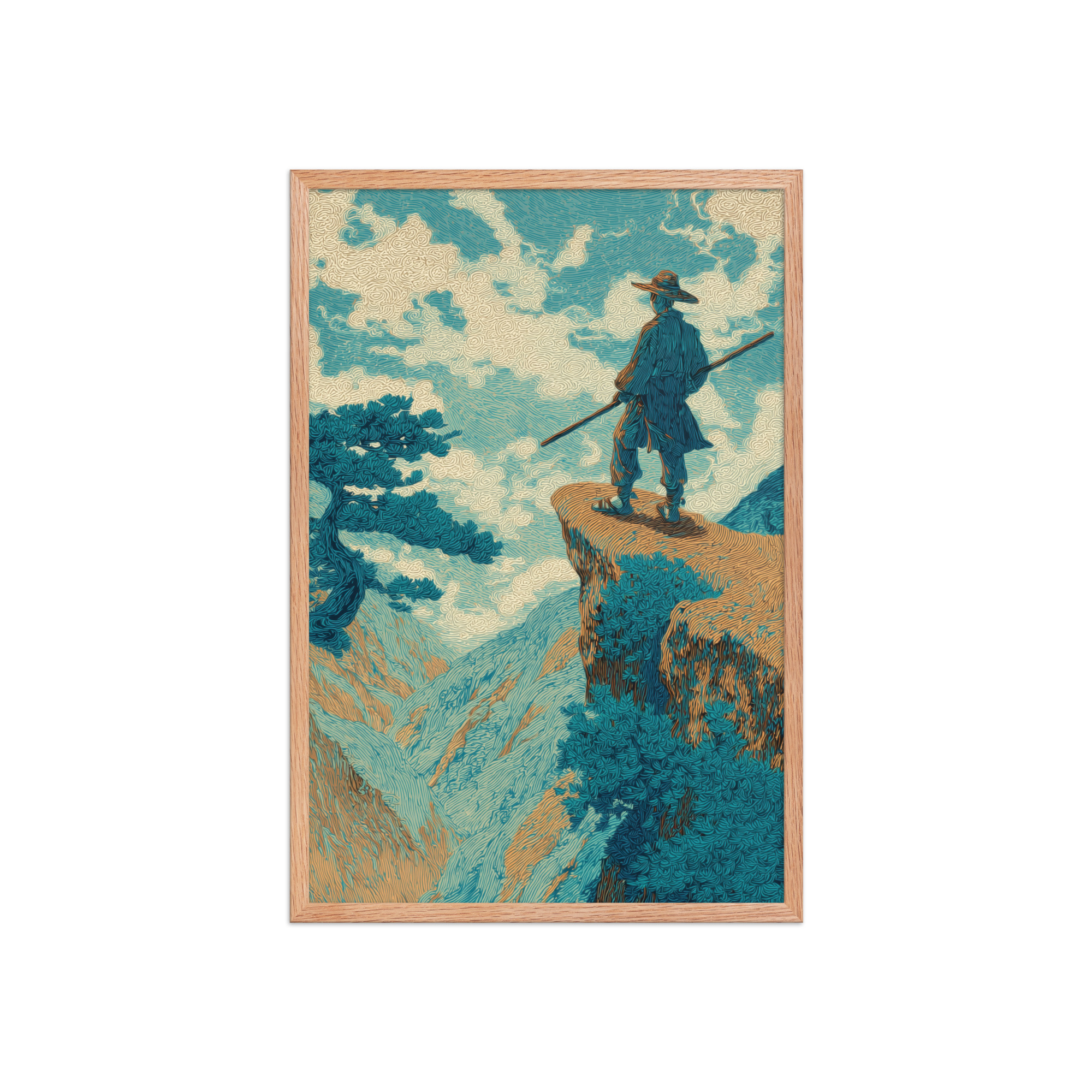 Cliff Wanderer I Hokusai – Vintage Ukiyo-e Cliff Landscape Wall Art – Framed Poster - Image 11