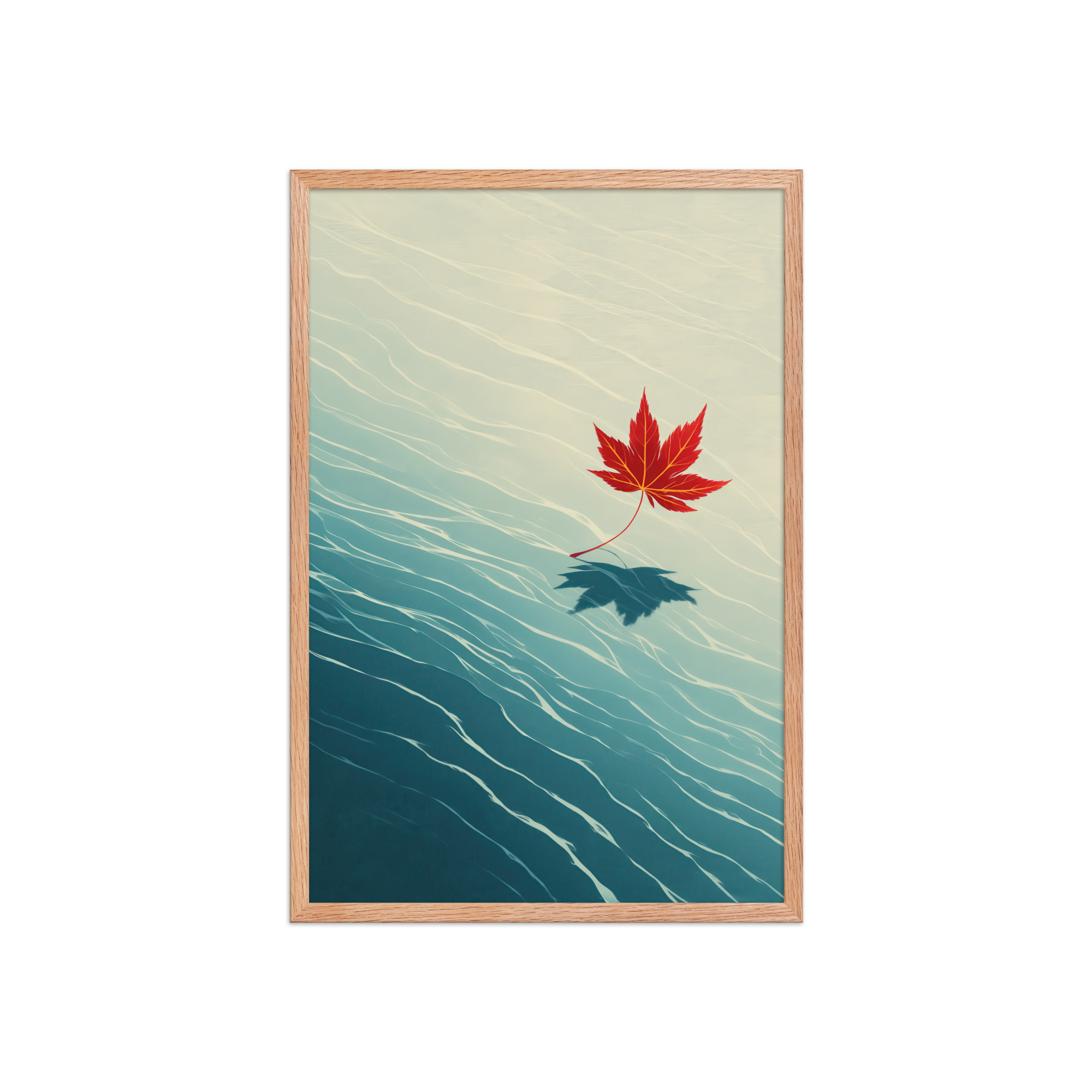 Floating Maple I – Red Leaf on Water Ukiyo-e Wall Art – Framed Poster - Image 15