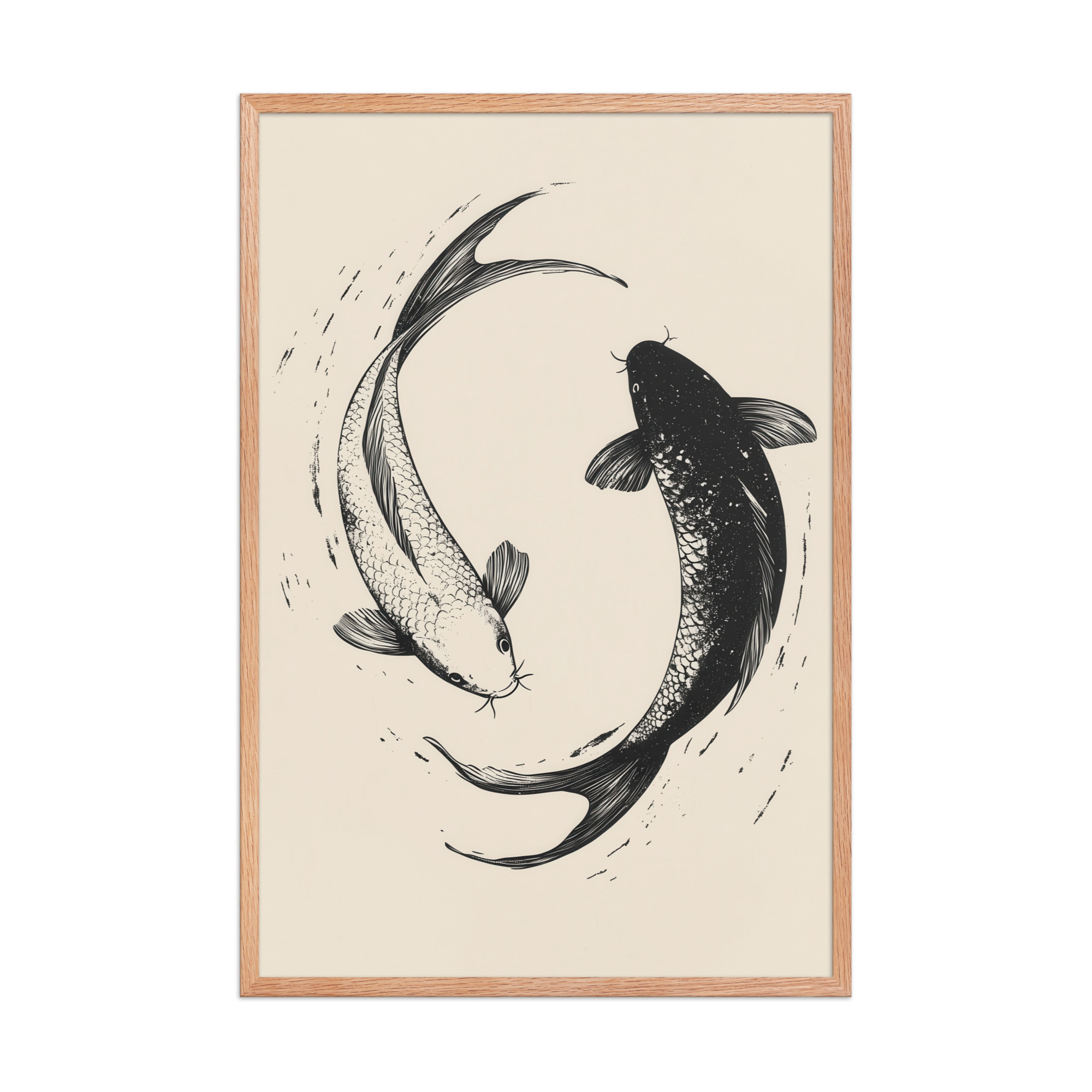 Yin and Yang Koi Flow — Minimal Ink Koi Art — Framed Poster - Image 14