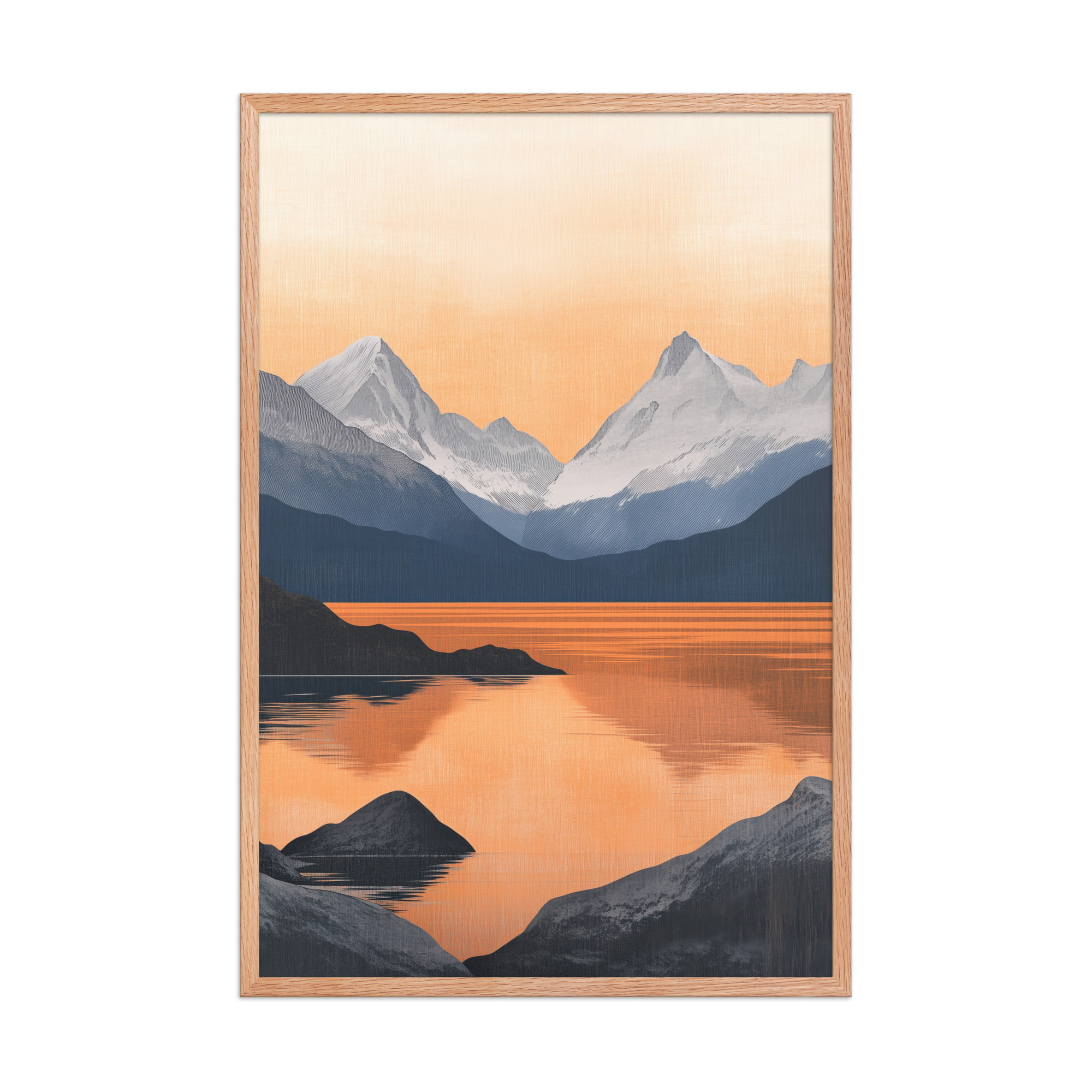 Nordic Sunset Reflections — Serene Mountain Lake Panorama Landscape Wall Art — Framed Poster - Image 14
