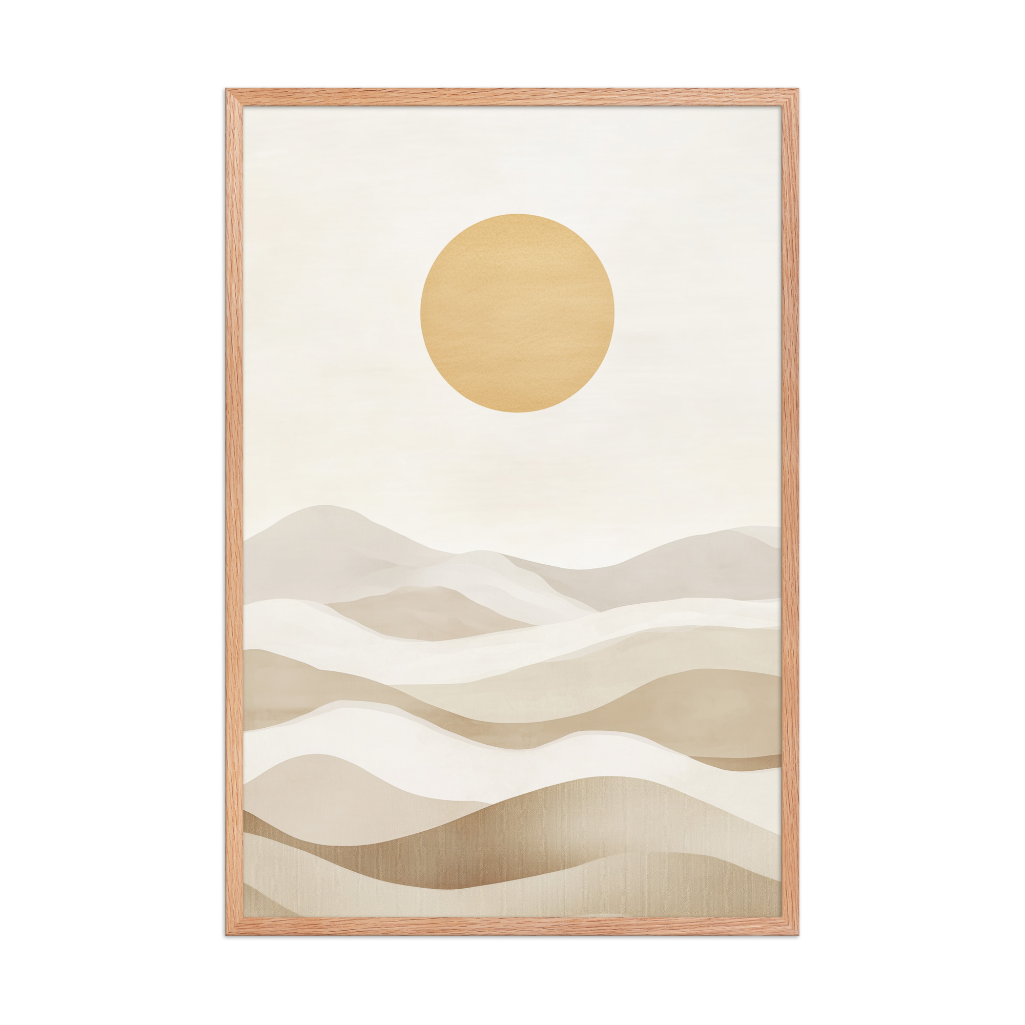 Minimal Dunes and Golden Sun — Japandi Desert Landscape Wall Decor — Framed Poster - Image 14