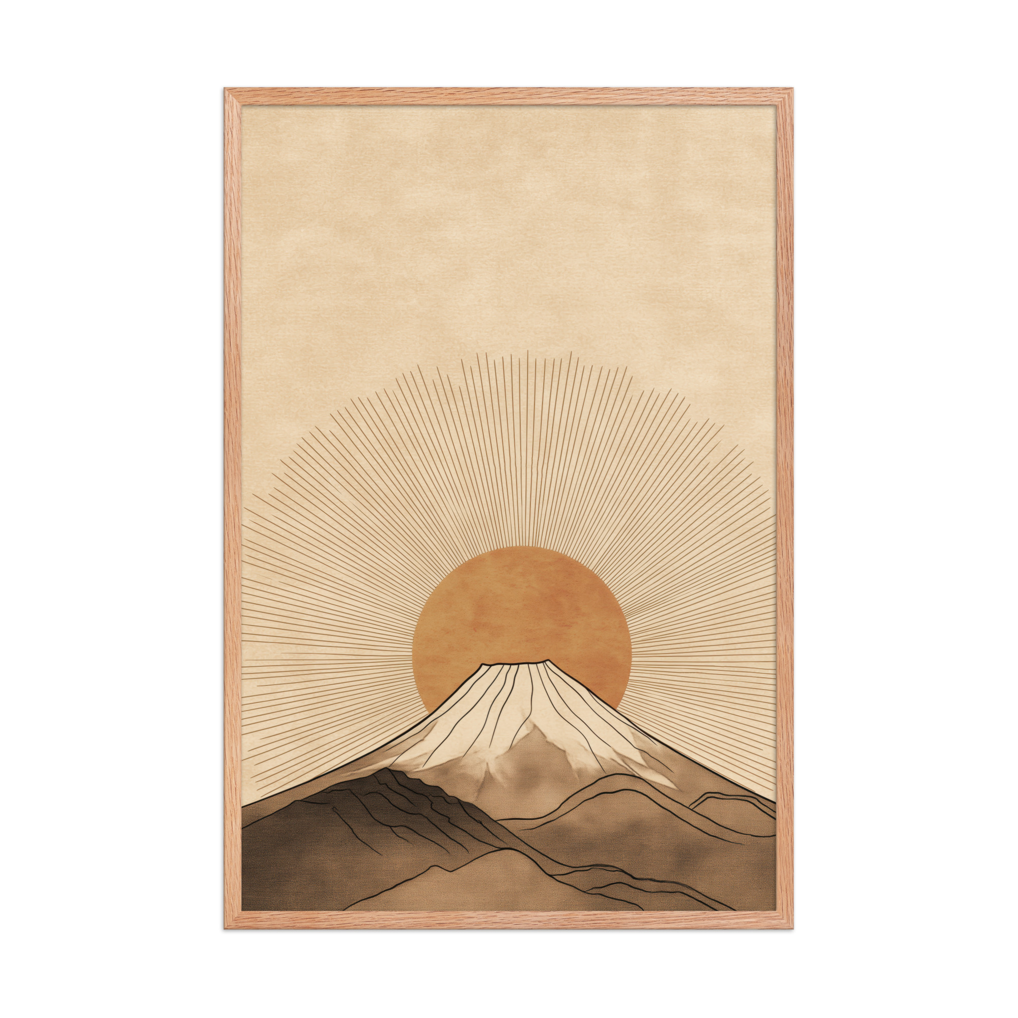 Fuji Radiance — Japandi Sunburst Mountain Wall Art — Framed Poster - Image 12