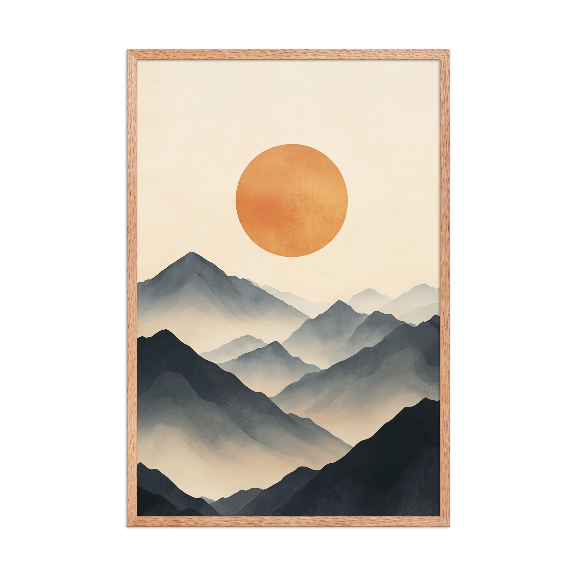 Layered Serenity — Neutral Misty Mountains Wall Decor — Framed Poster - Image 14