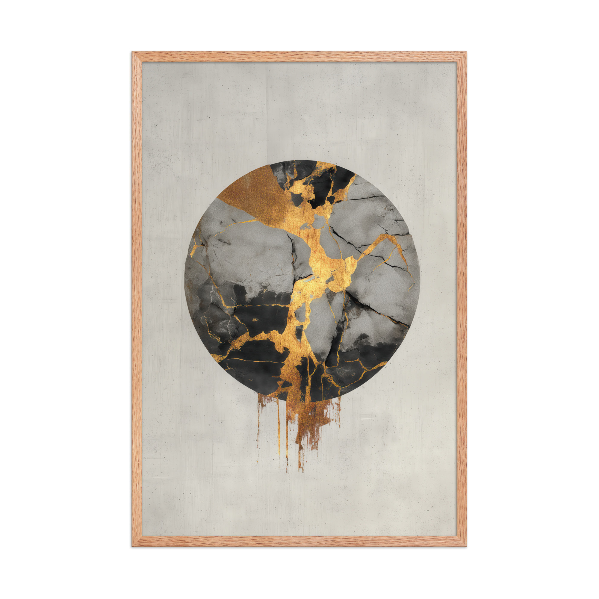 Broken Circle Golden Soul — Kintsugi Marble Circle Art with Gold Veins — Framed Poster - Image 14
