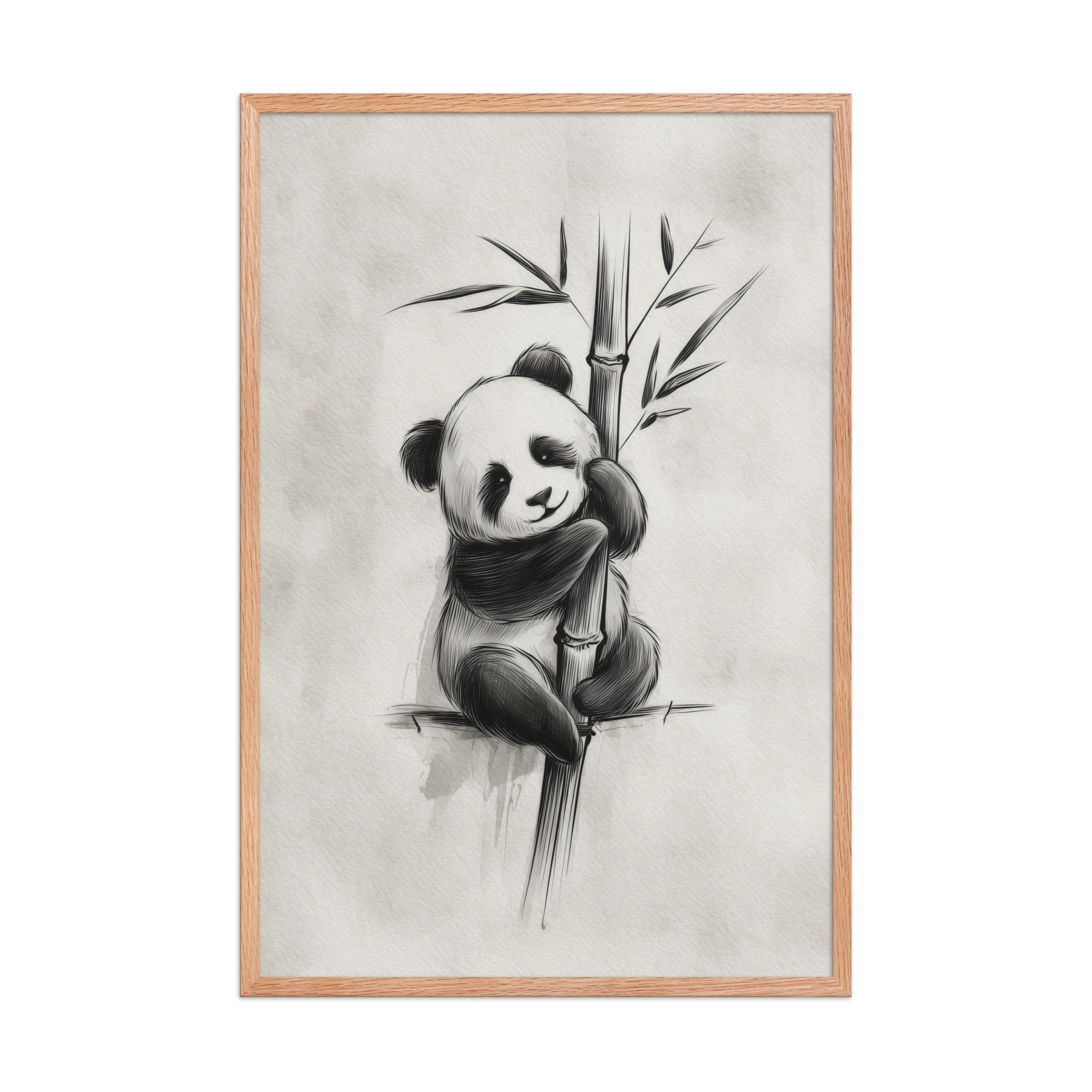 Gentle Hug on Bamboo — Panda Ink Illustration in Black & White Wall Decor — Framed Poster - Image 16