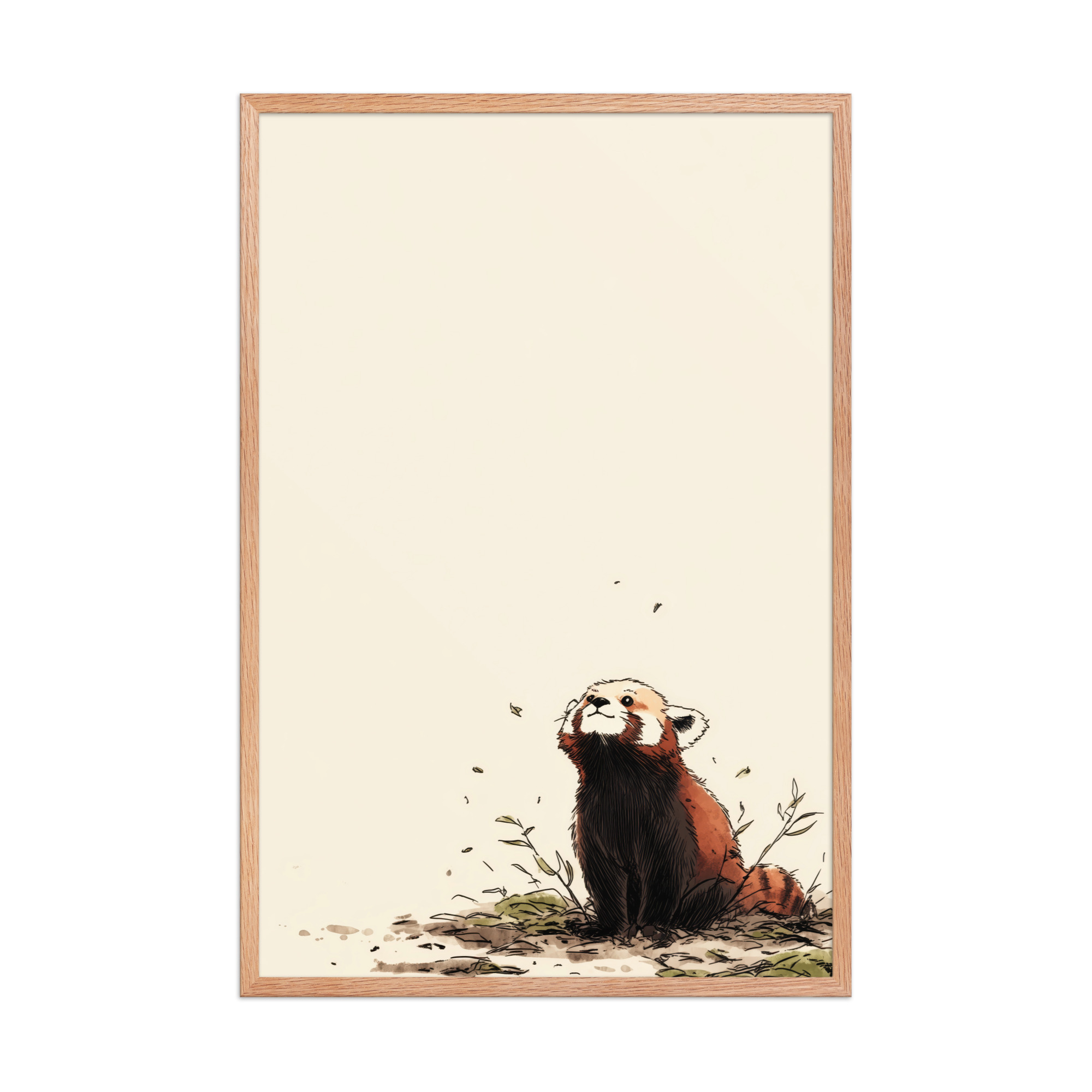 Red Panda in the Wind — Minimal Illustrated Animal Wall Art — Framed Poster - Image 14