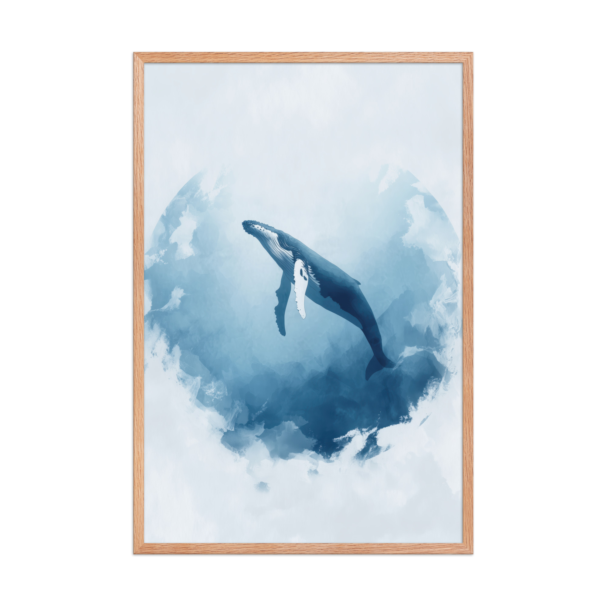 Ocean Heart — Humpback Whale in Dreamy Blue Watercolor Wall Art — Framed Poster - Image 12