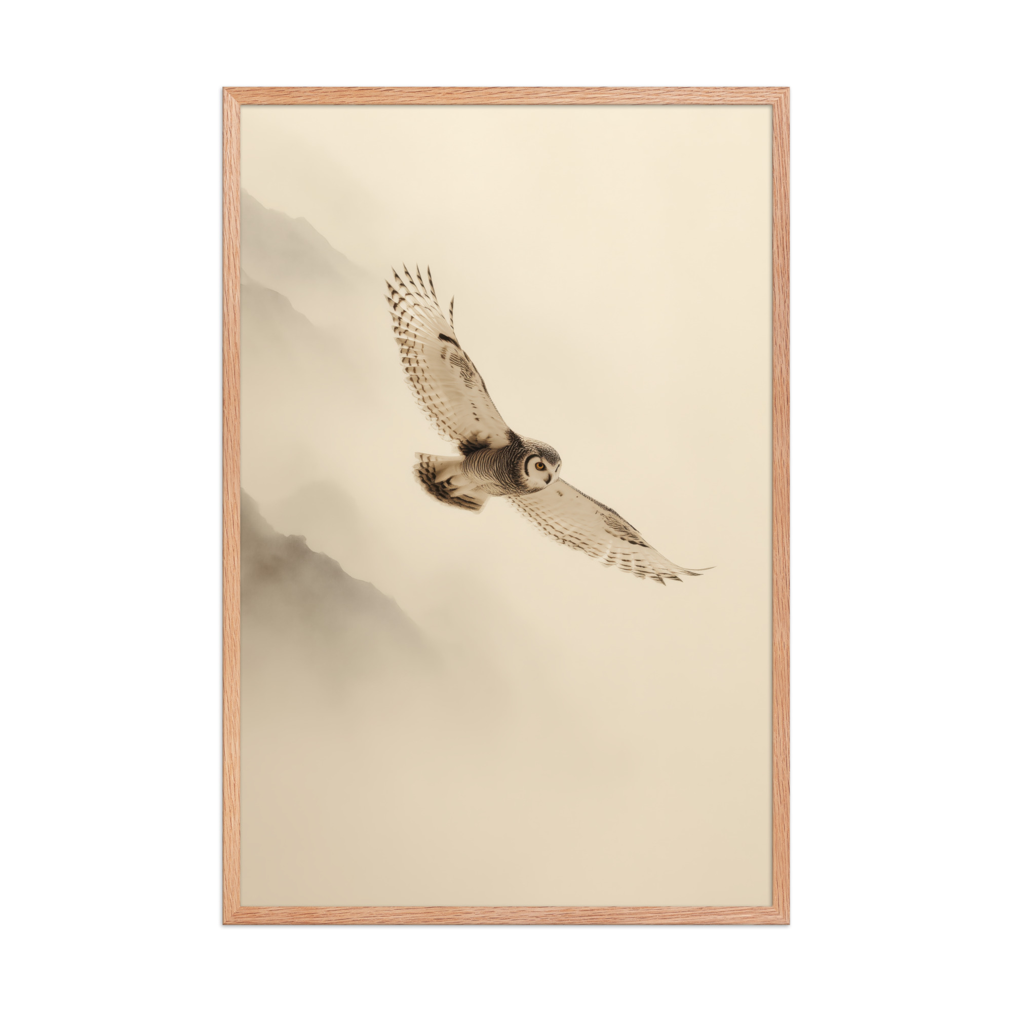 Flight Through Mist — Owl in Motion Wildlife Wall Art — Framed Poster - Image 14
