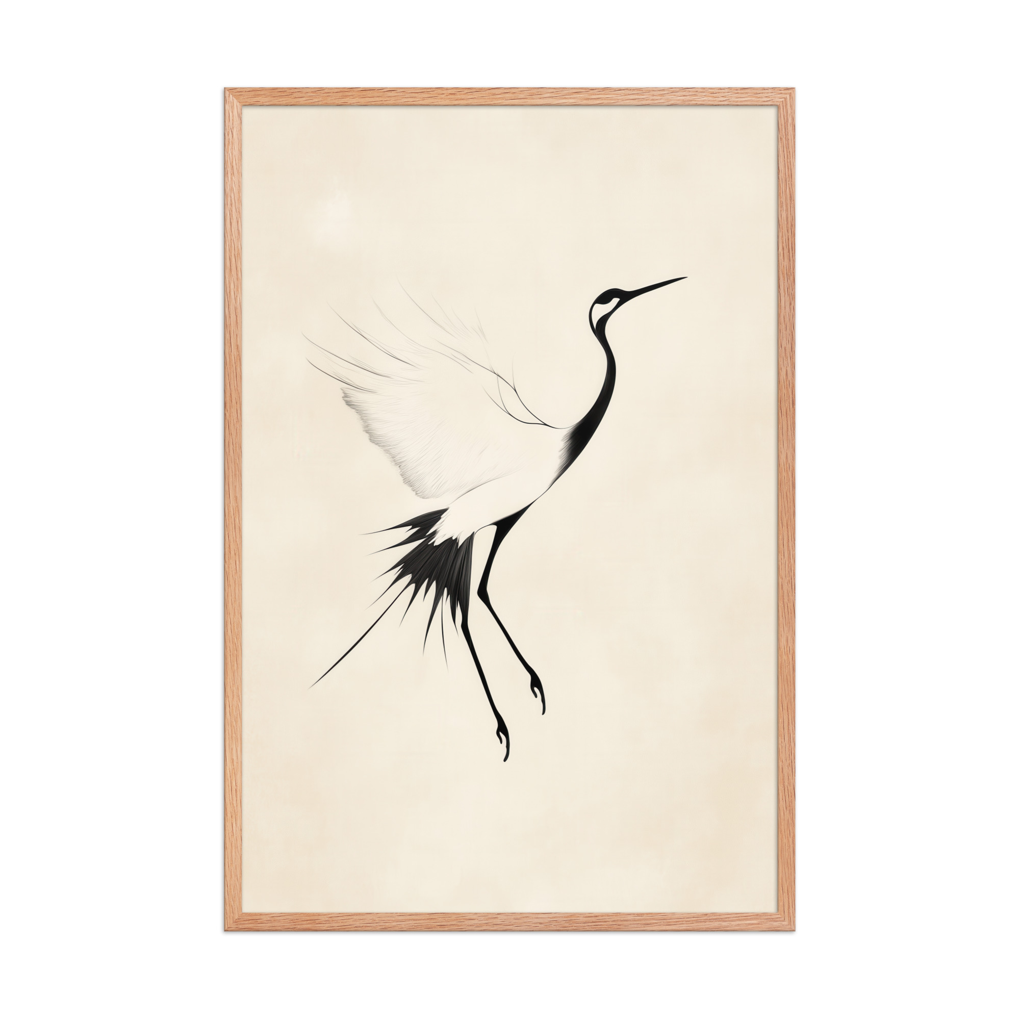 Crane of Still Winds — Red-Crowned Crane Minimal Ink Art — Framed Poster - Image 16