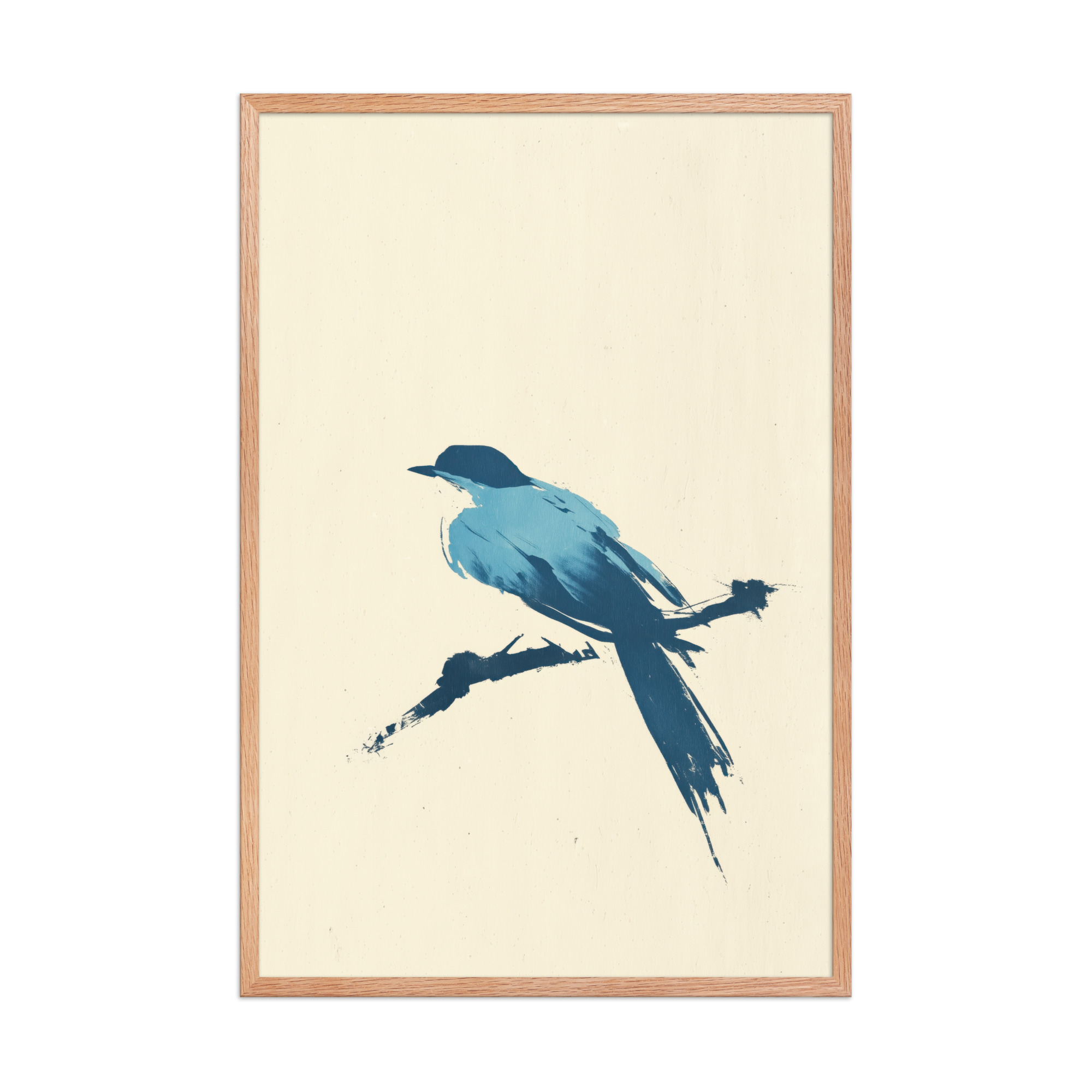 Bluebird Perch — Minimal Brush Bird on Branch Wall Decor — Framed Poster - Image 16