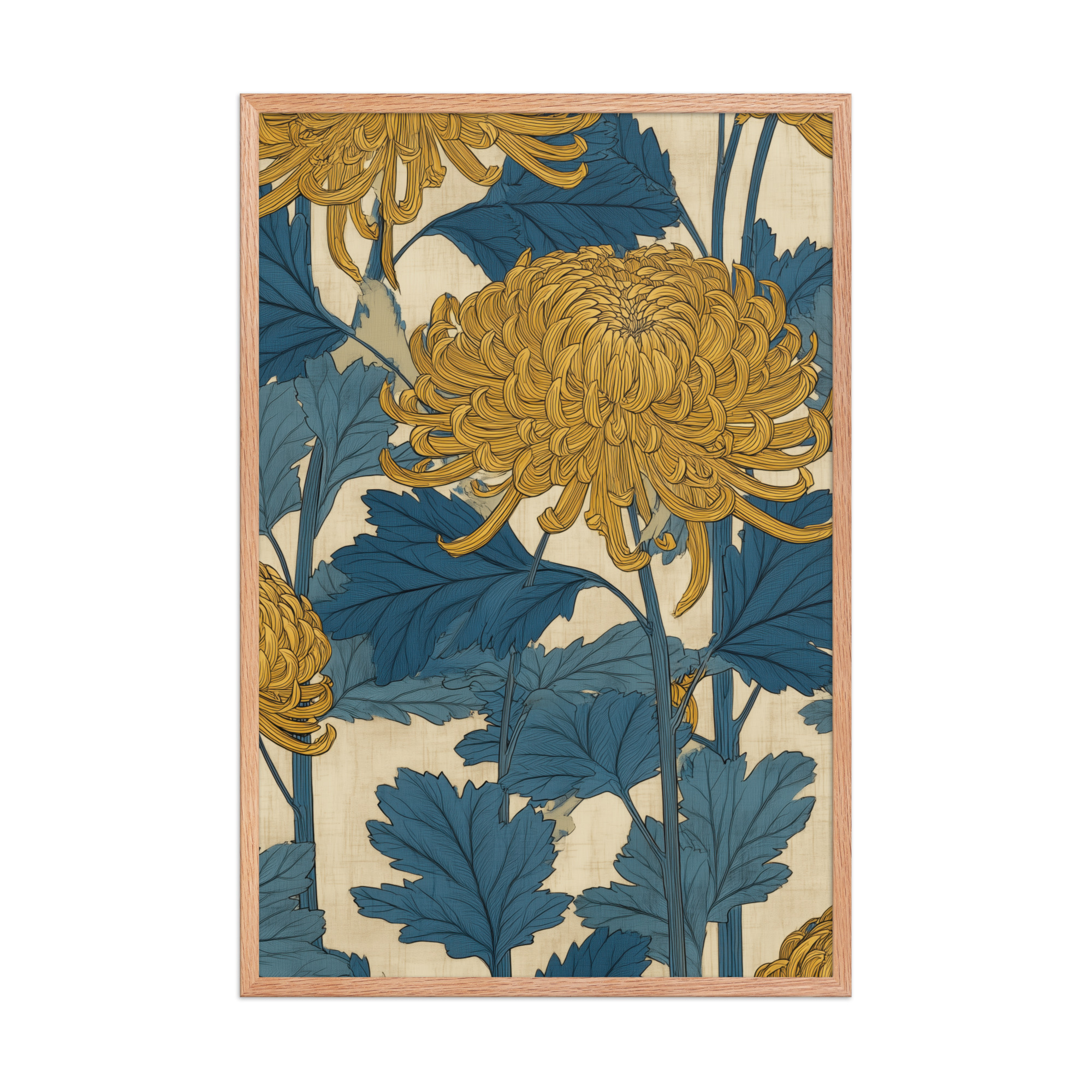 Amber Chrysanthemum — Japandi Floral Wall Decor — Framed Poster - Image 12