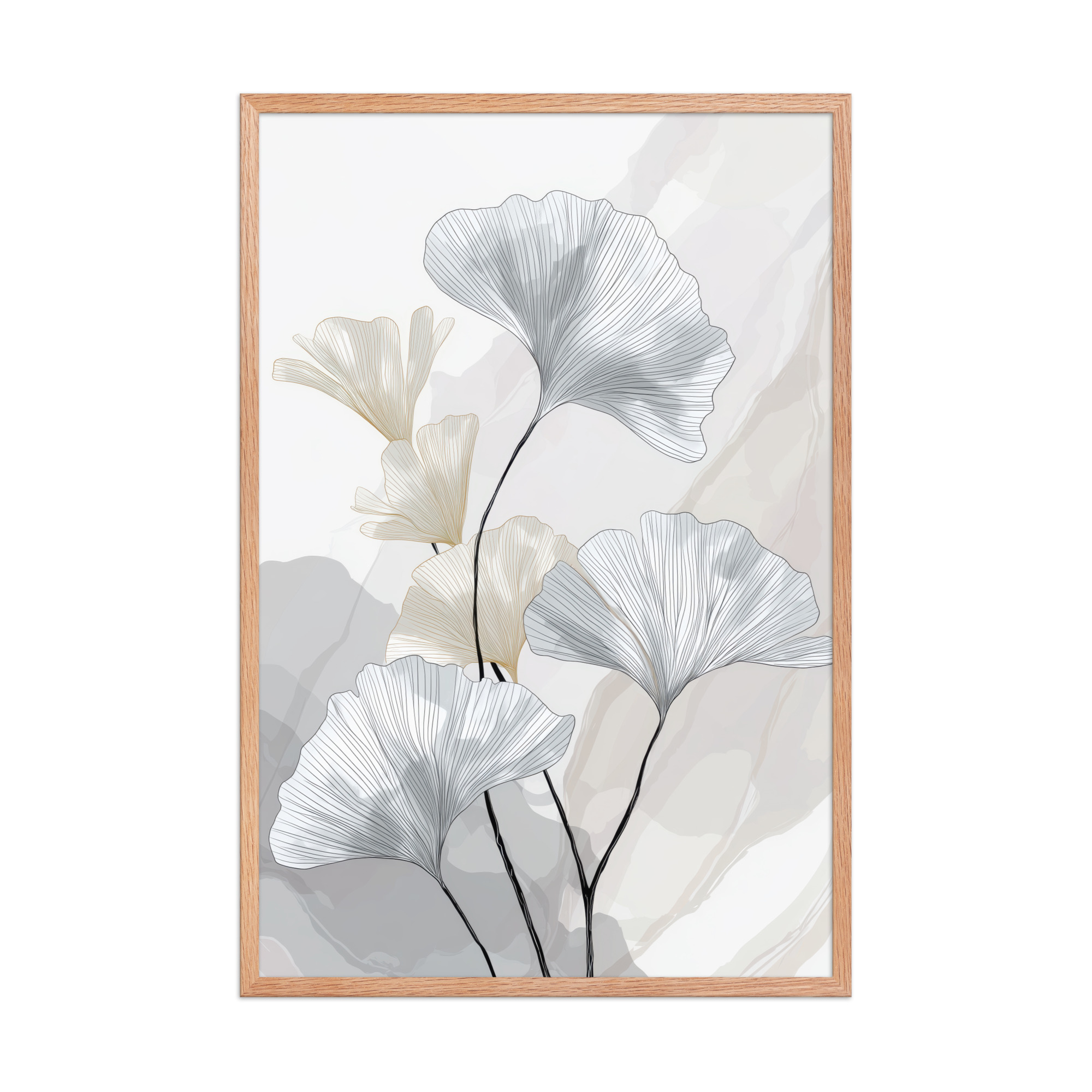 Ginkgo Harmony (Pale Edition) — Line Art Botanical Wall Decor — Framed Poster - Image 12