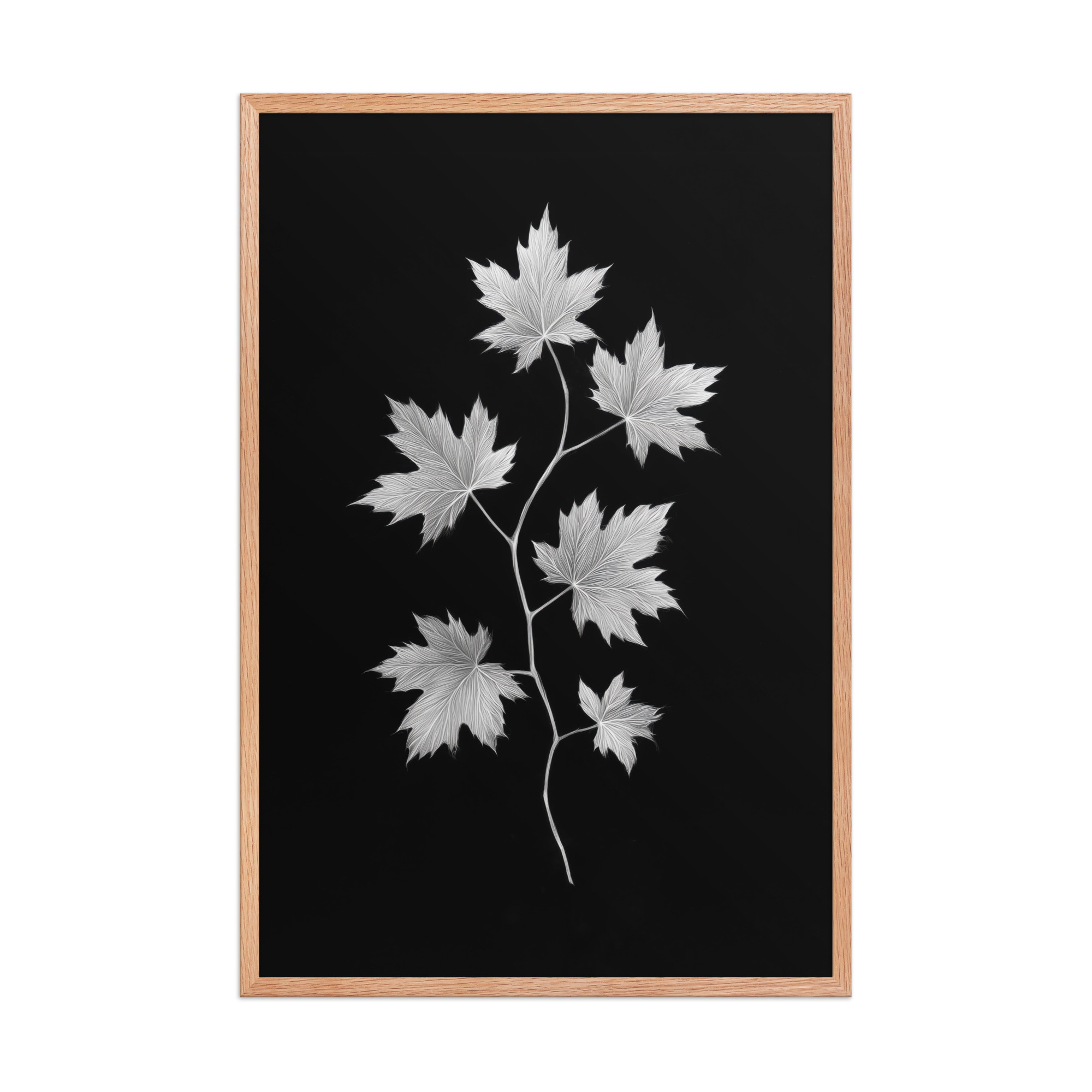 Ivory Veins — Japandi Maple Line Art — Framed Poster - Image 16
