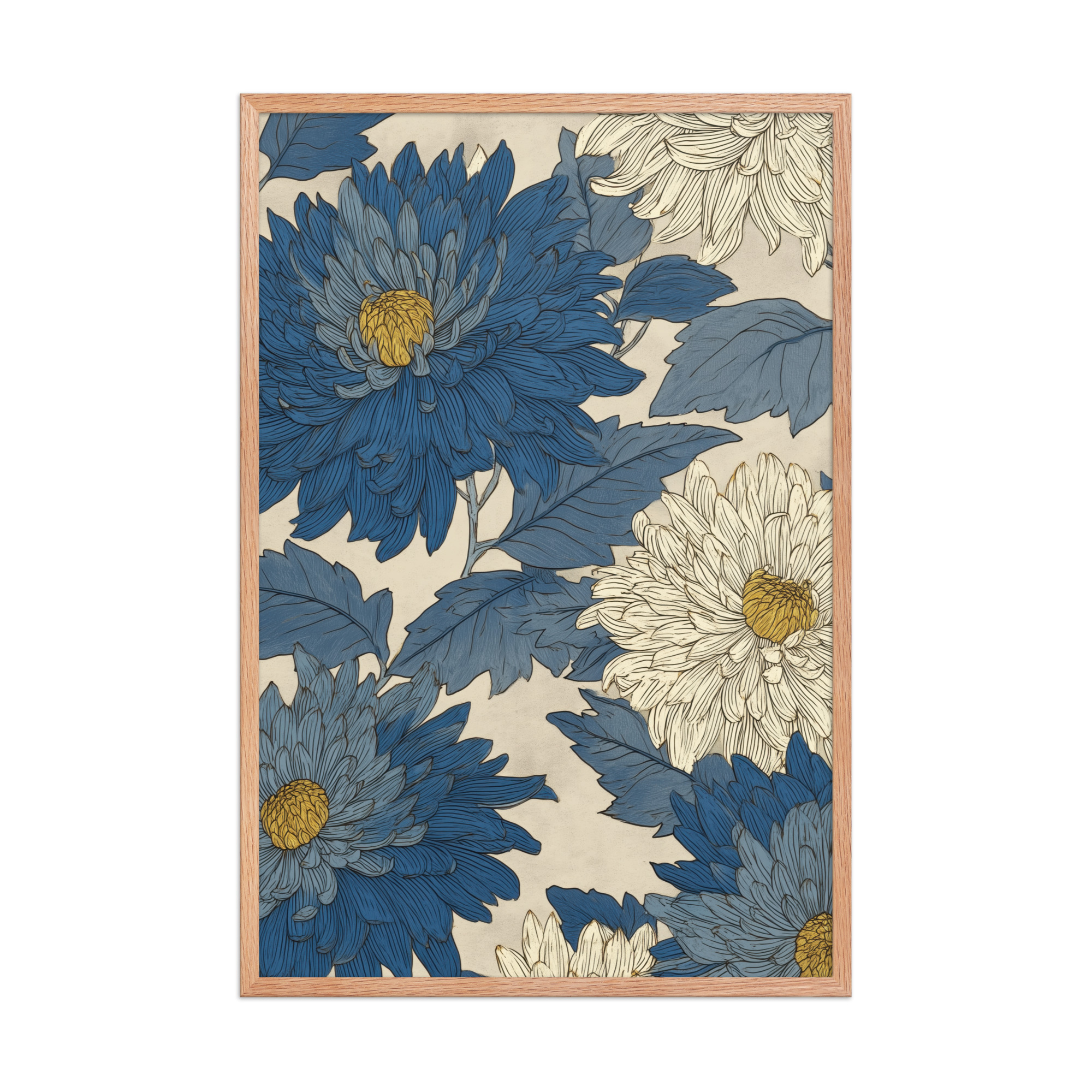 Mixed Chrysanthemums — Vintage Floral Pattern Wall Decor — Framed Poster - Image 14