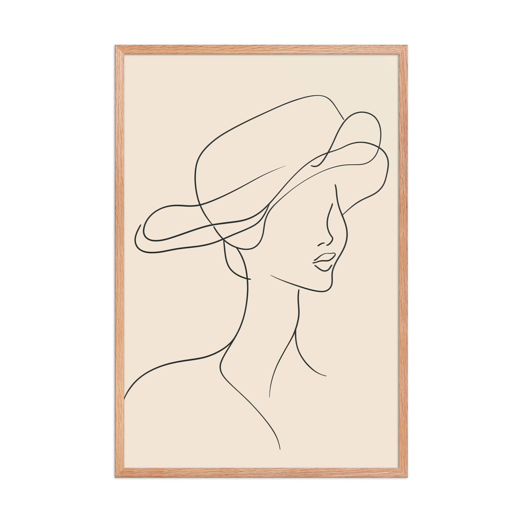Woman in the Wind — Minimal Line Art Portrait Wall Art — Framed Poster - Image 10