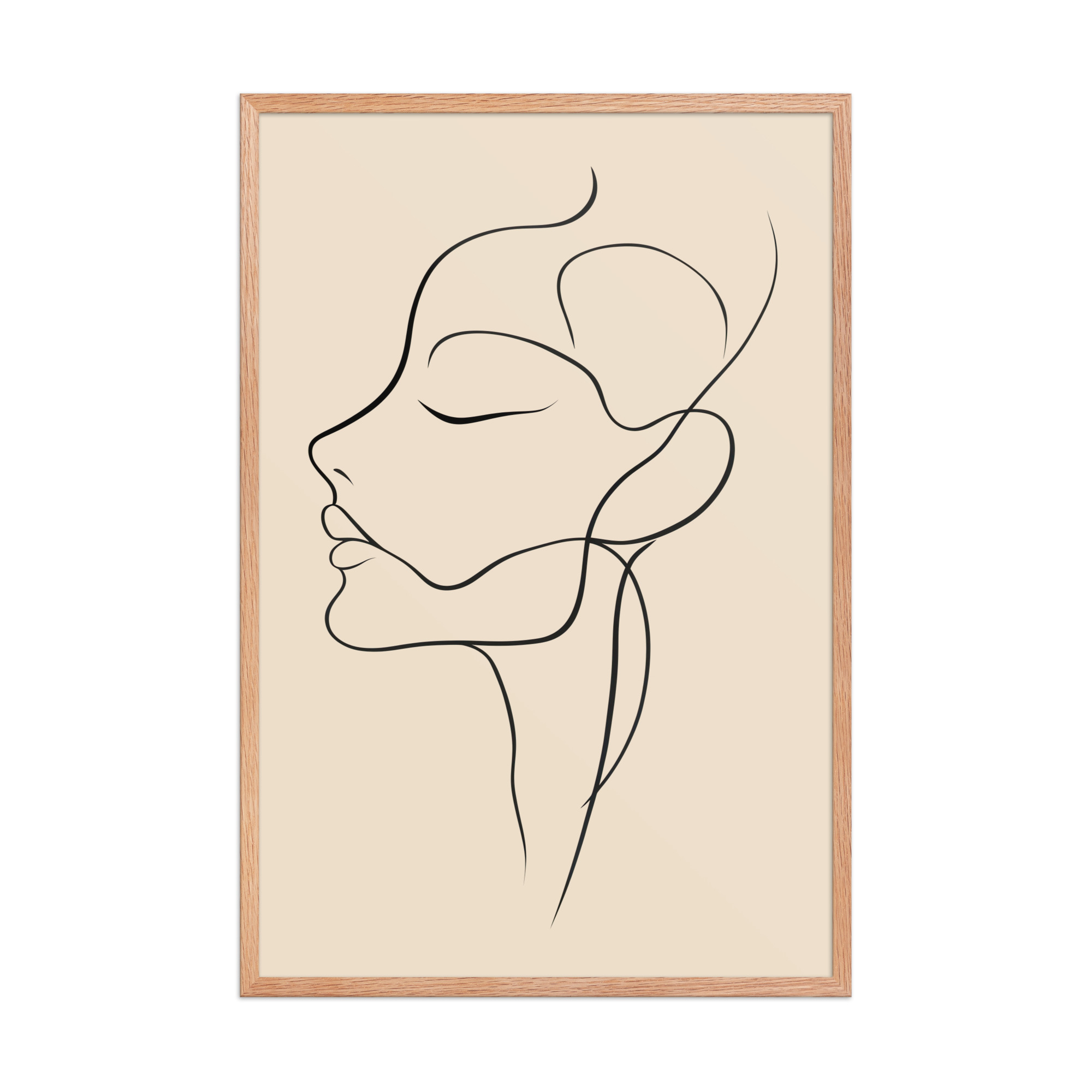 Serenity in Profile — Minimal Line Face Wall Art — Framed Poster - Image 10