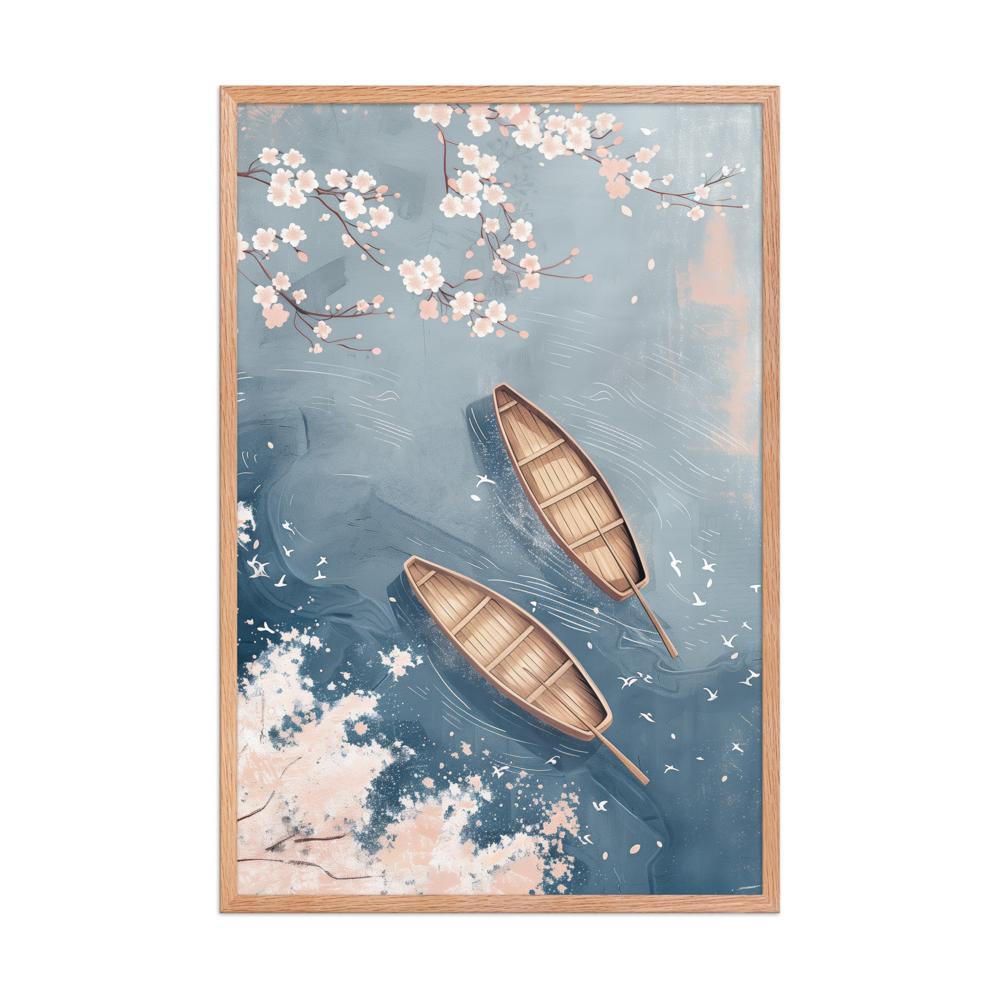 Cherry Blossom Drifting — Sakura River Landscape Wall Art — Framed Poster - Image 12