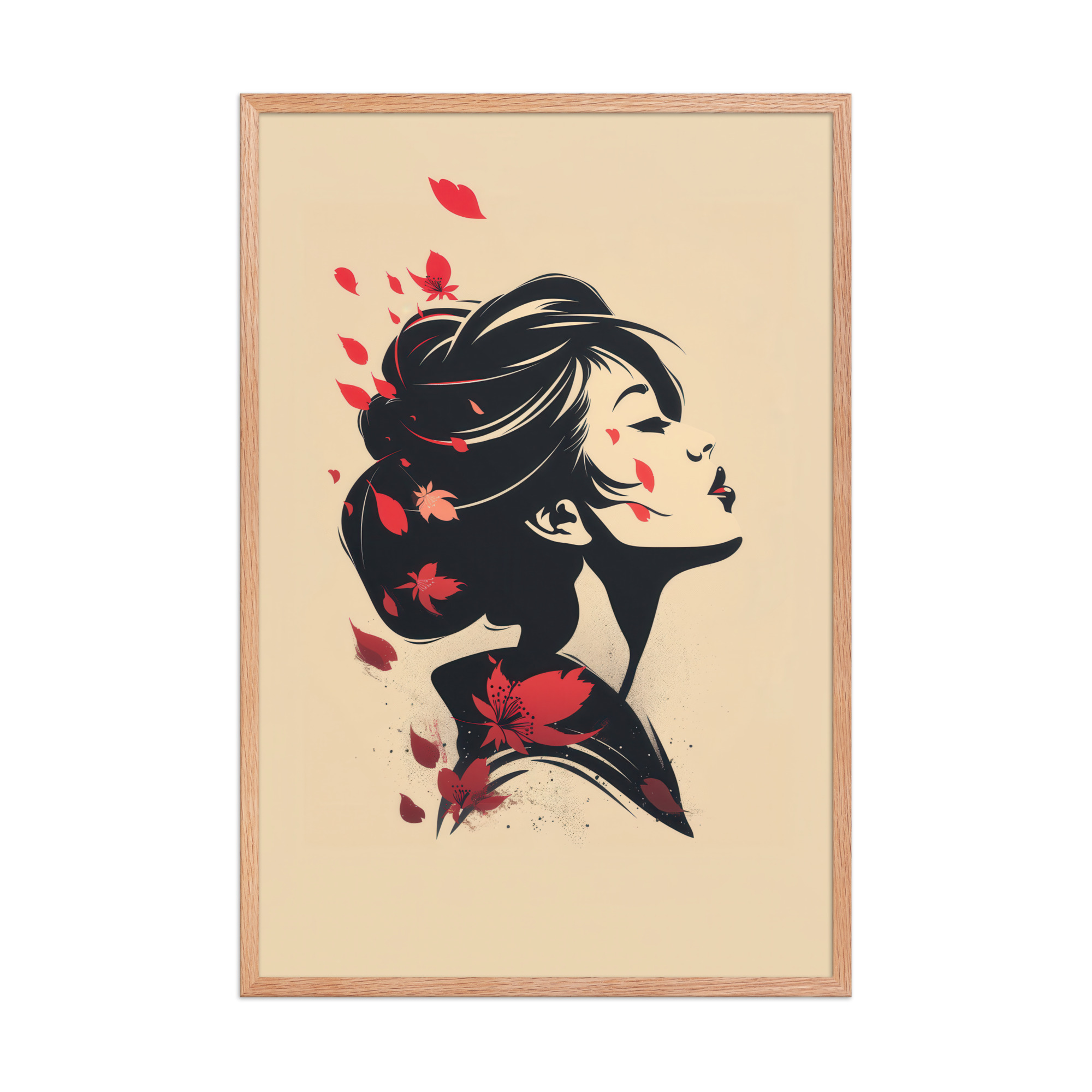 Blossoms in the Wind — Japandi Geisha Minimal Wall Art — Framed Poster - Image 16
