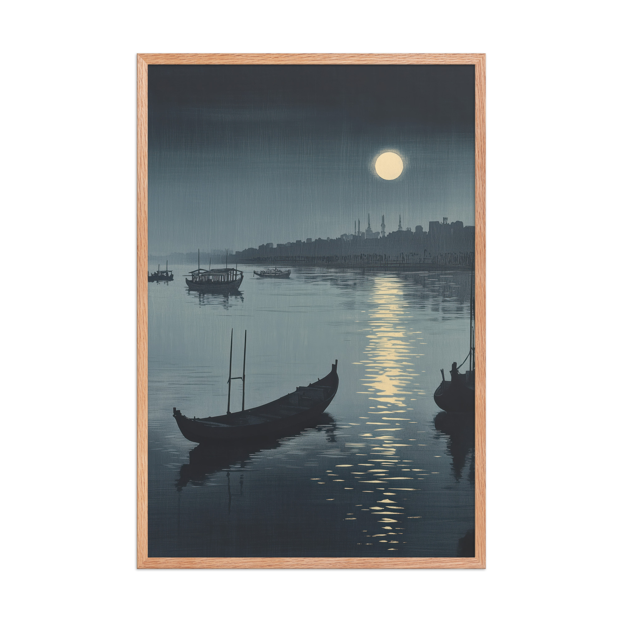 Moonlit Reflection Sumida — River Boats, Nocturne Japanese Landscape Wall Art — Framed Poster - Image 16